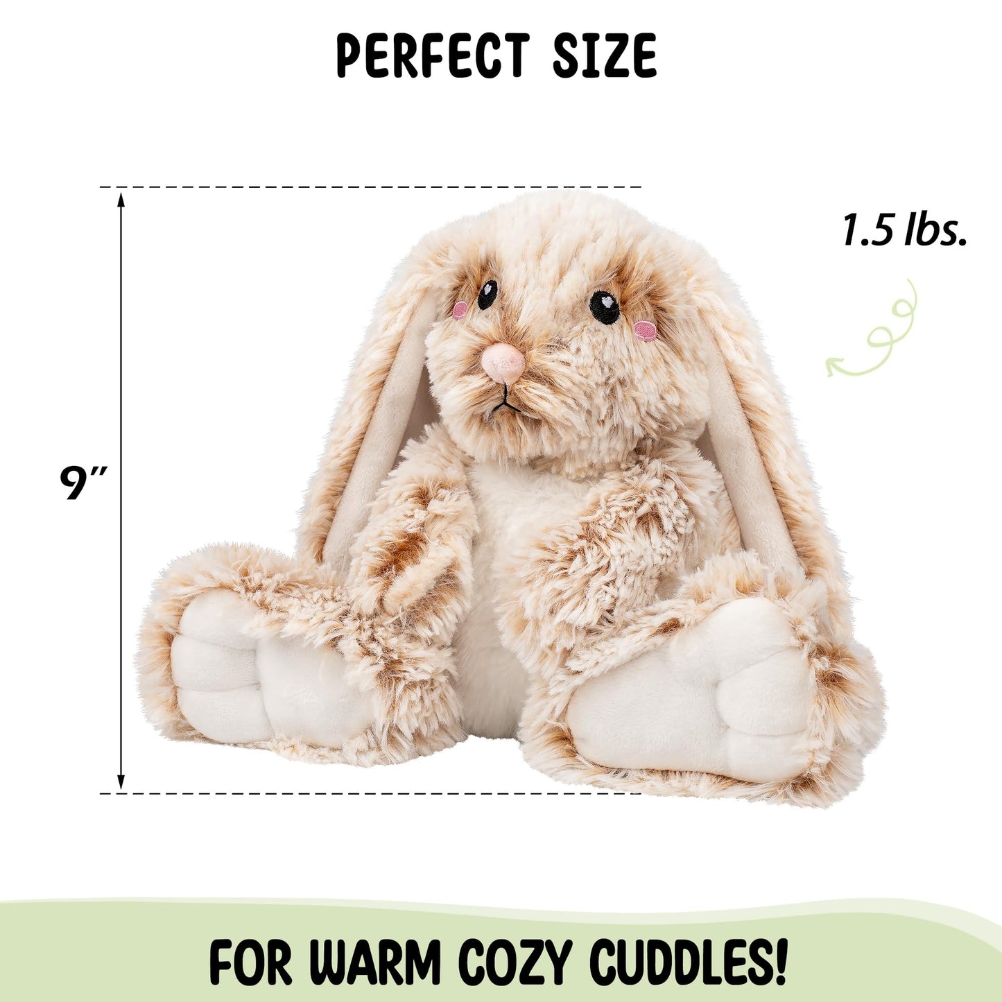 Happy Fuel Microwavable Unscented 1.5 lbs Heating Pad for Women and Kids - Cute Soft Cozy Pillow Plush Heatable Warm Stuffed Animals - Kawaii Hot and Cold Plushie Food Toy (Bunny)