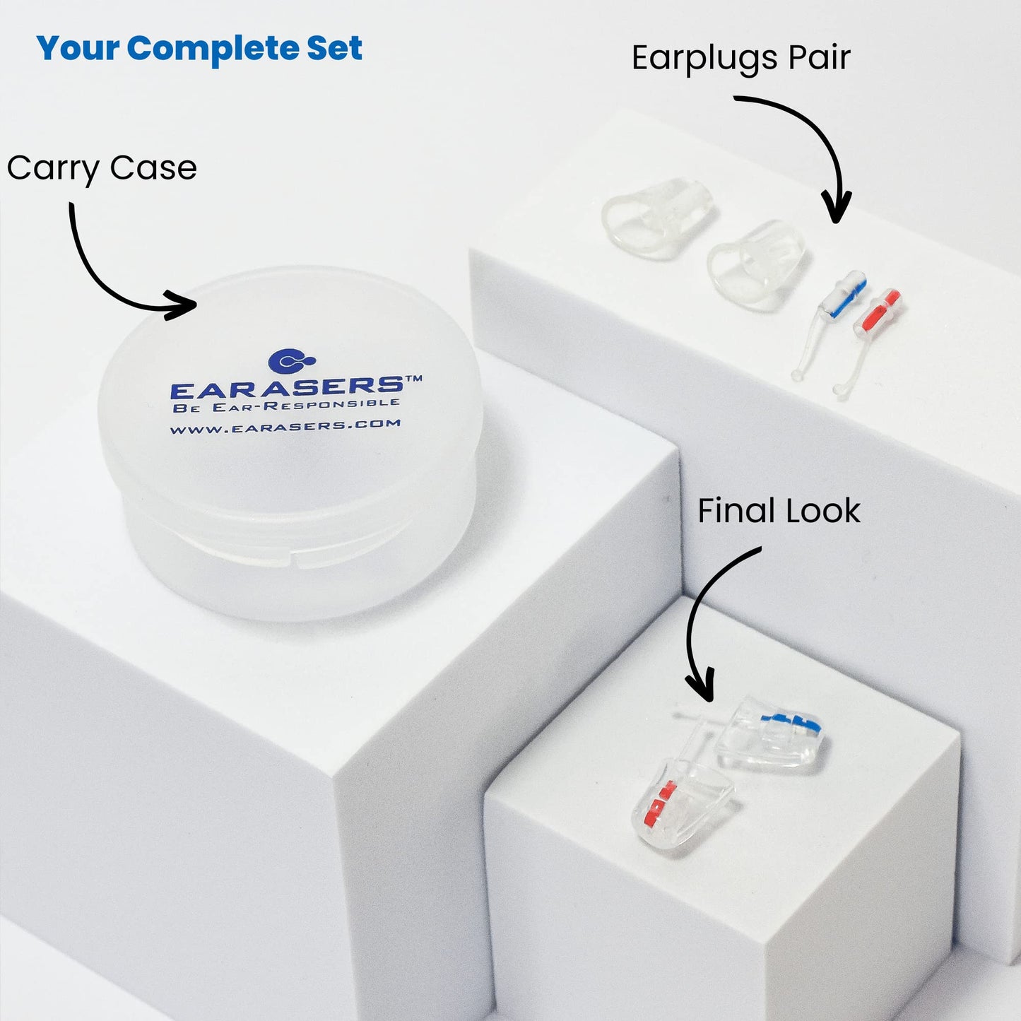 EARasers Noise Cancelling Earplugs - Reusable Soft Silicone Noise Reduction Music Max Earplugs for Concerts, Musicians, DJs, Drummers, Work – 31dB Peak Reduction (Medium) Transparent
