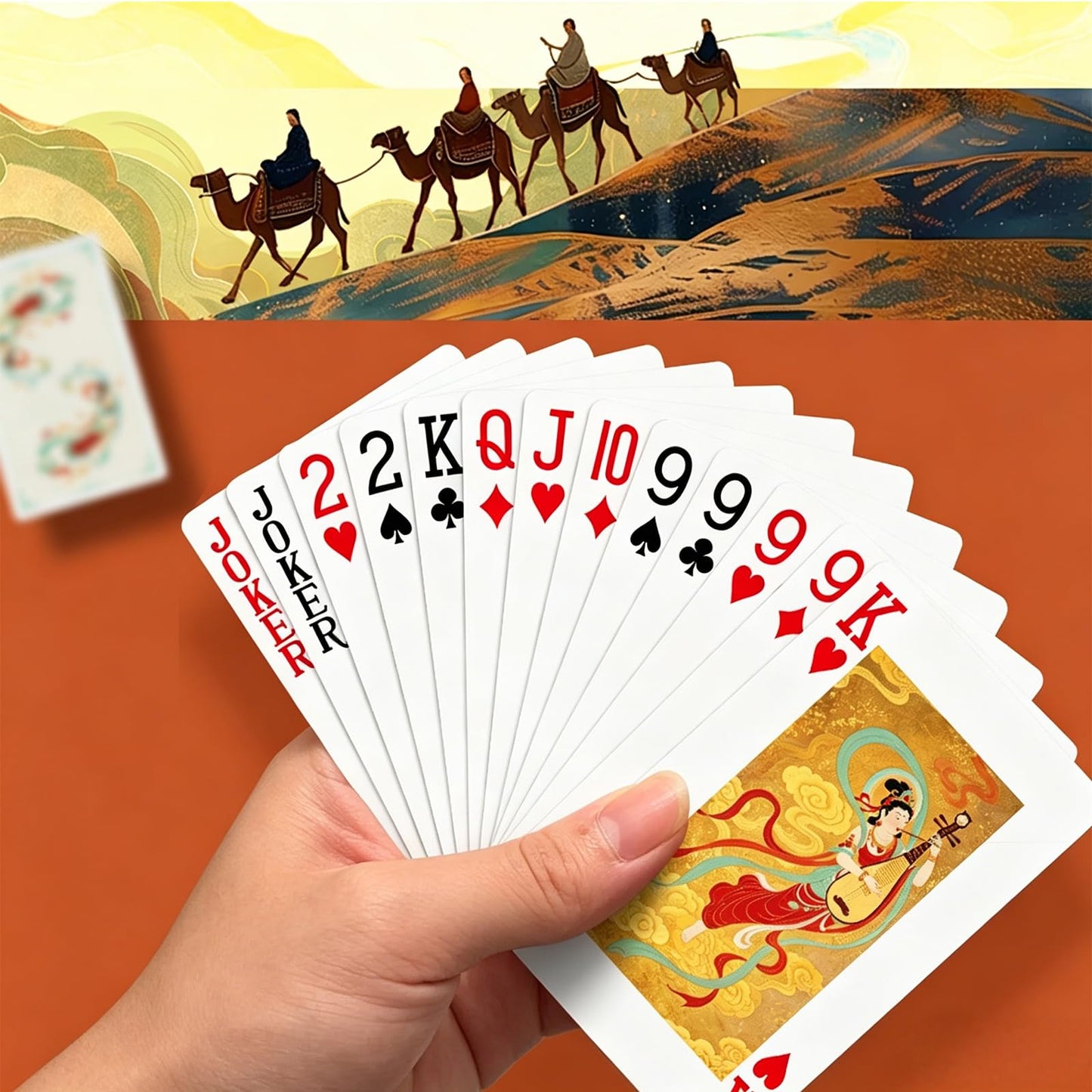 HUYUCC Luxury Dunhuang Art Playing Cards Set, 8 Decks of Cards with Traditional Chinese Mural Esthetic, Unique Size 2.36" x 3.78" (6x9.6cm), Premium Quality for Poker, Collectors, and Cultural Gifts