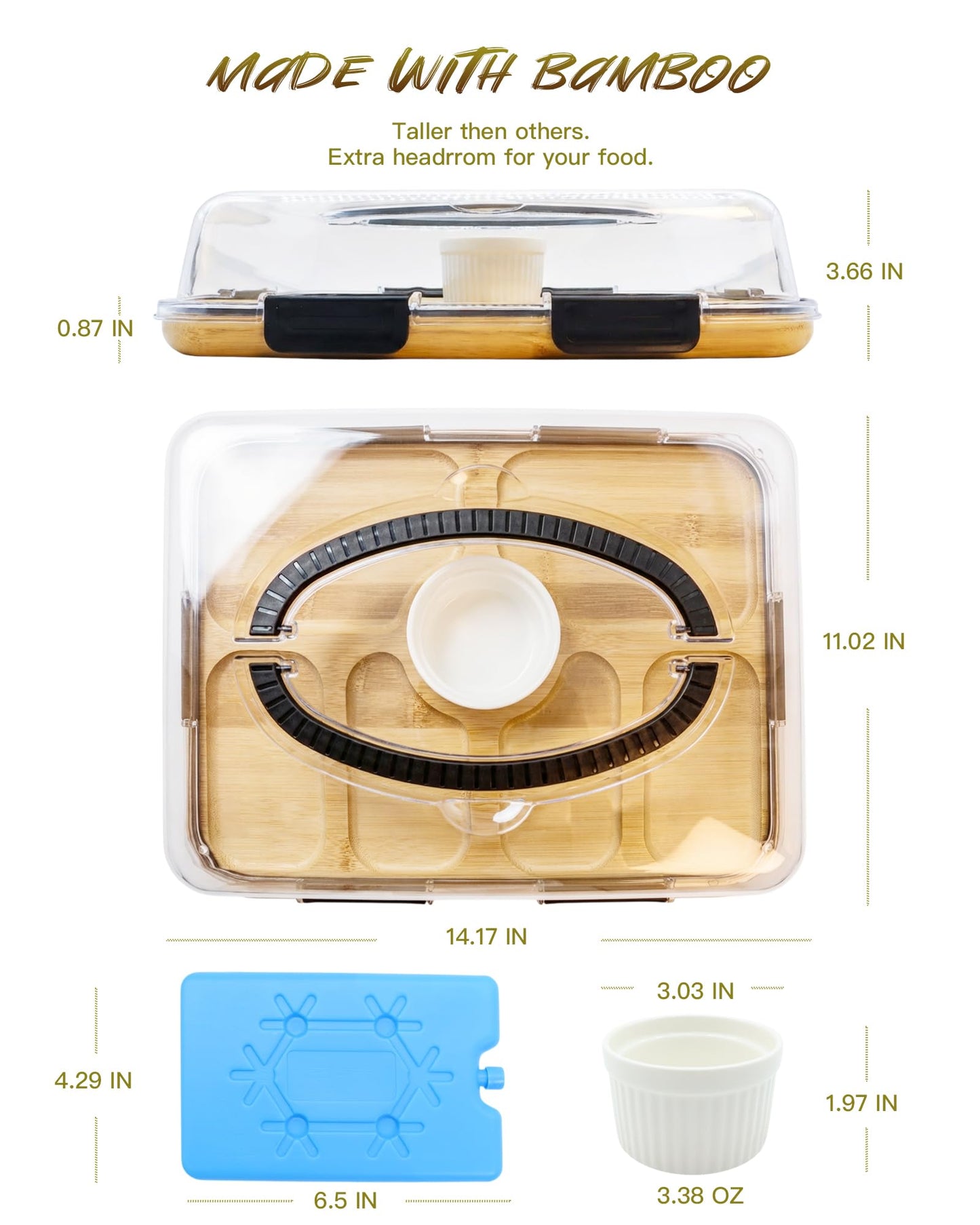 Charcuterie Board with Lid & Ice, Upgraded 6 Snap Laches, Sauce Cup Included, Large Portable Cheese Tray with Handle, Serving Tray for Picnic & Pool, House Warming Gifts New Home (Black)