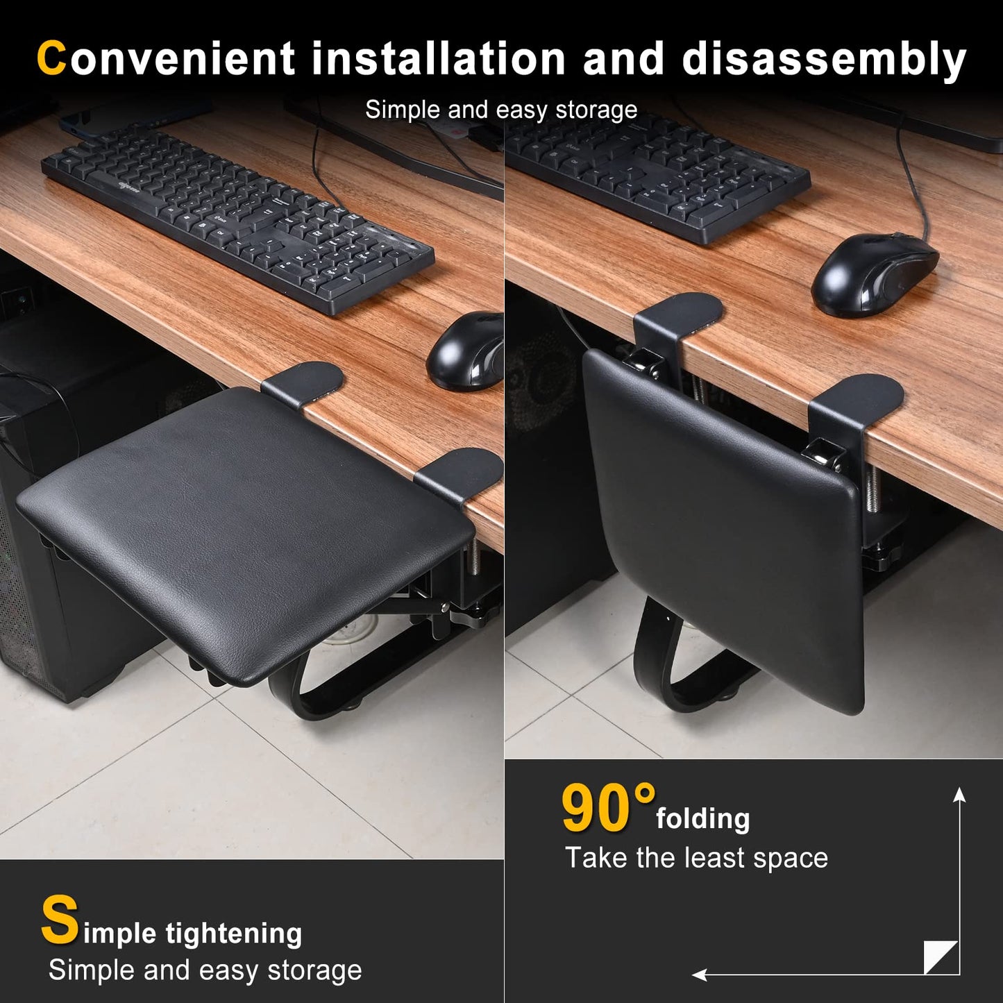 Giecy Arm Rest for Desk Adjustable Arm Rest Support for arm Support for Computer Desk Ergonomic Desk Extender Rotating Mouse Pad Holder for Table Office Chair Desk
