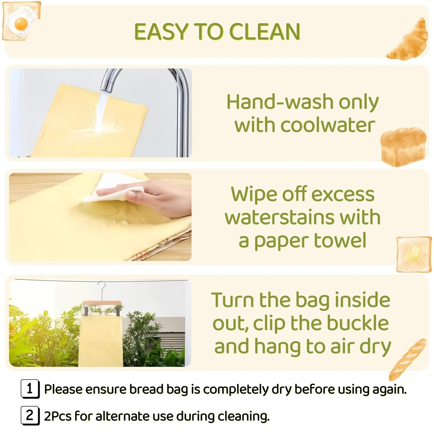 2 Pack XL Beeswax Bread Bags with Zipper Seal – Reusable Cotton Linen Waxed Bread Bags for Homemade Bread, Sourdough Storage, Eco-Friendly Bees Wax Bag Alternative to Plastic (2Pack)