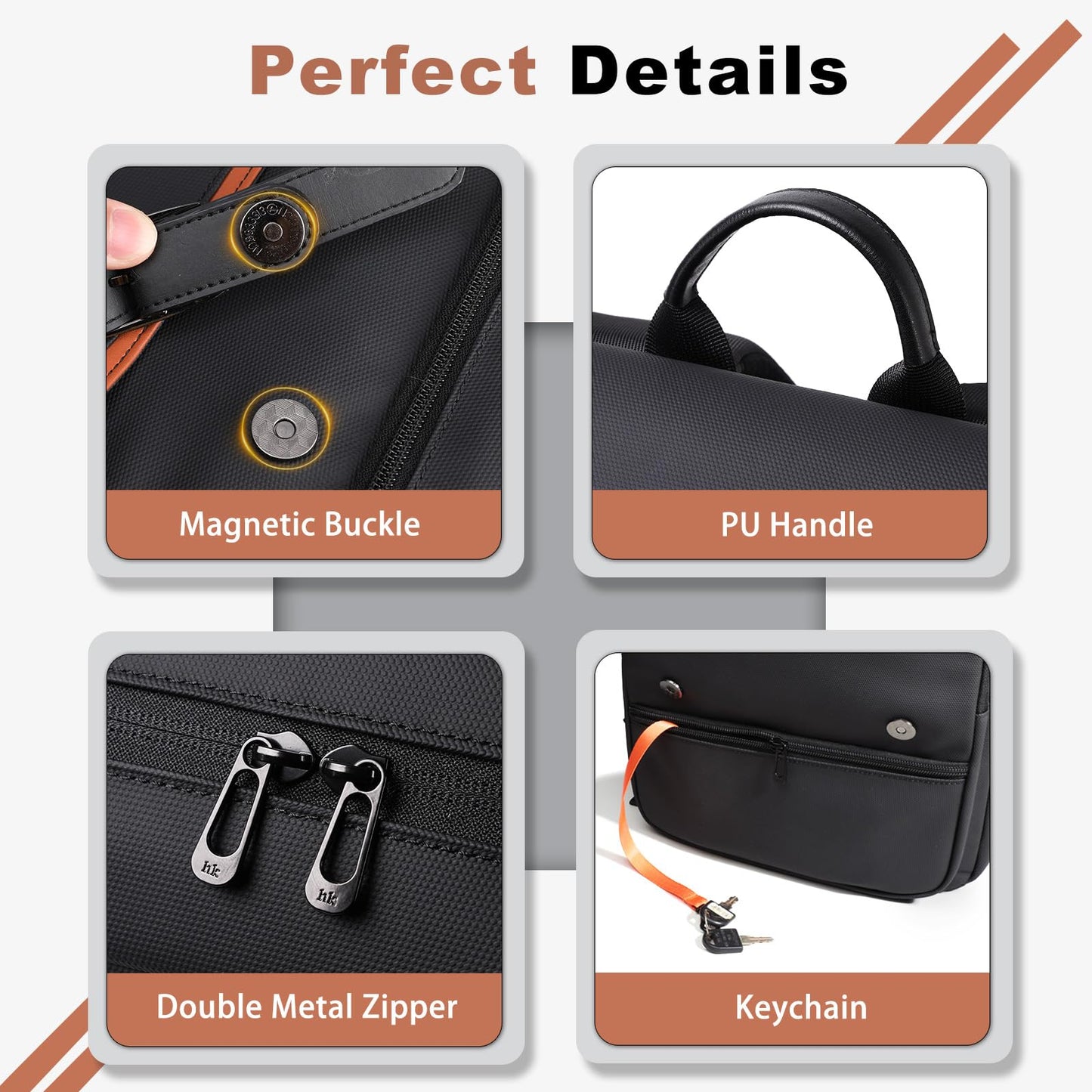 Slim Laptop Backpack for Men & Women, 15.6 Inch Lightweight Business Backpack with Magnetic Flap, Keychain, Casual Daypack College Bookbag Water-Resistant Travel Work Commuter Backpack, Black