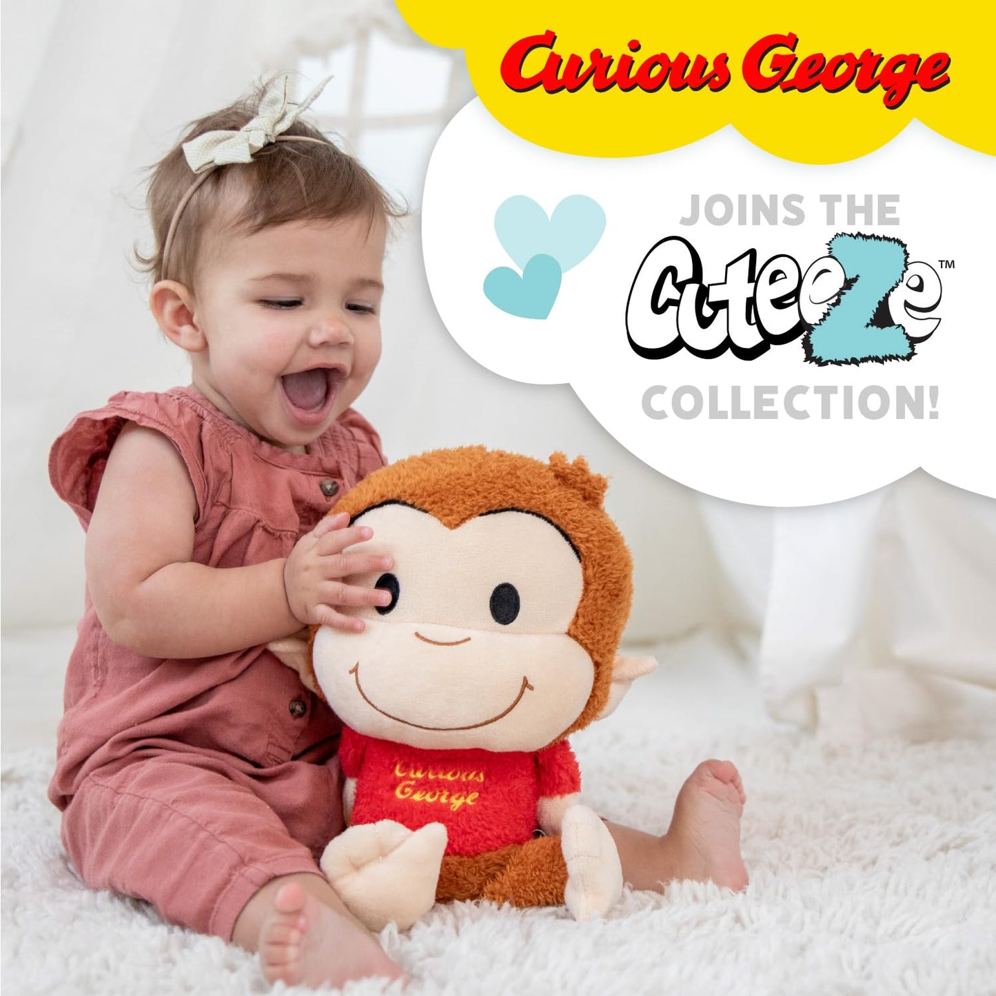 Curious George Cuteeze Stuffed Animal Plush Toy Monkey – Cute Cuddle Plushie Gift for Baby and Toddler Boys and Girls – 12 Inches