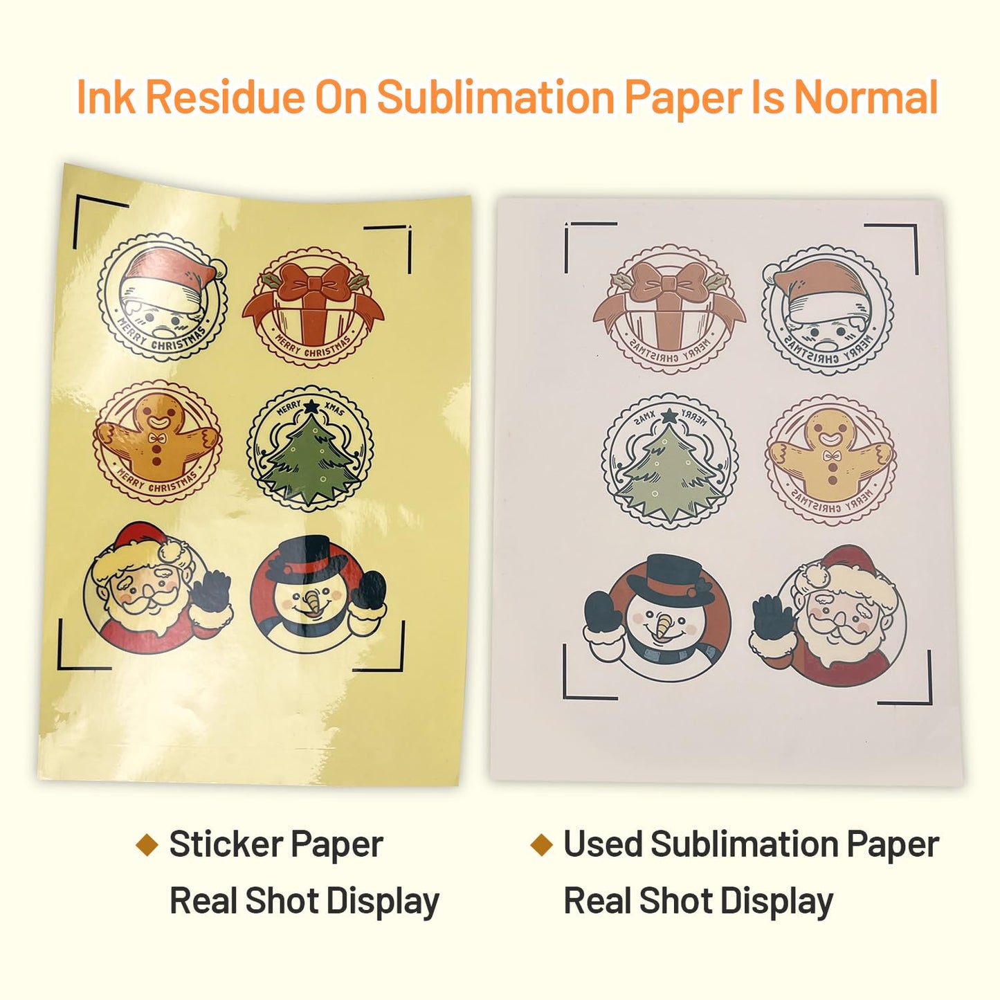 TransOurDream Sublimation Sticker Paper-50 Pcs 100% Glossy Clear Waterproof Heat Transfer Stickers 8.5x11 for Sublimation Inkjet Printer with Sublimation Ink, Decoration for Mugs, Phone Cases, Tumbler