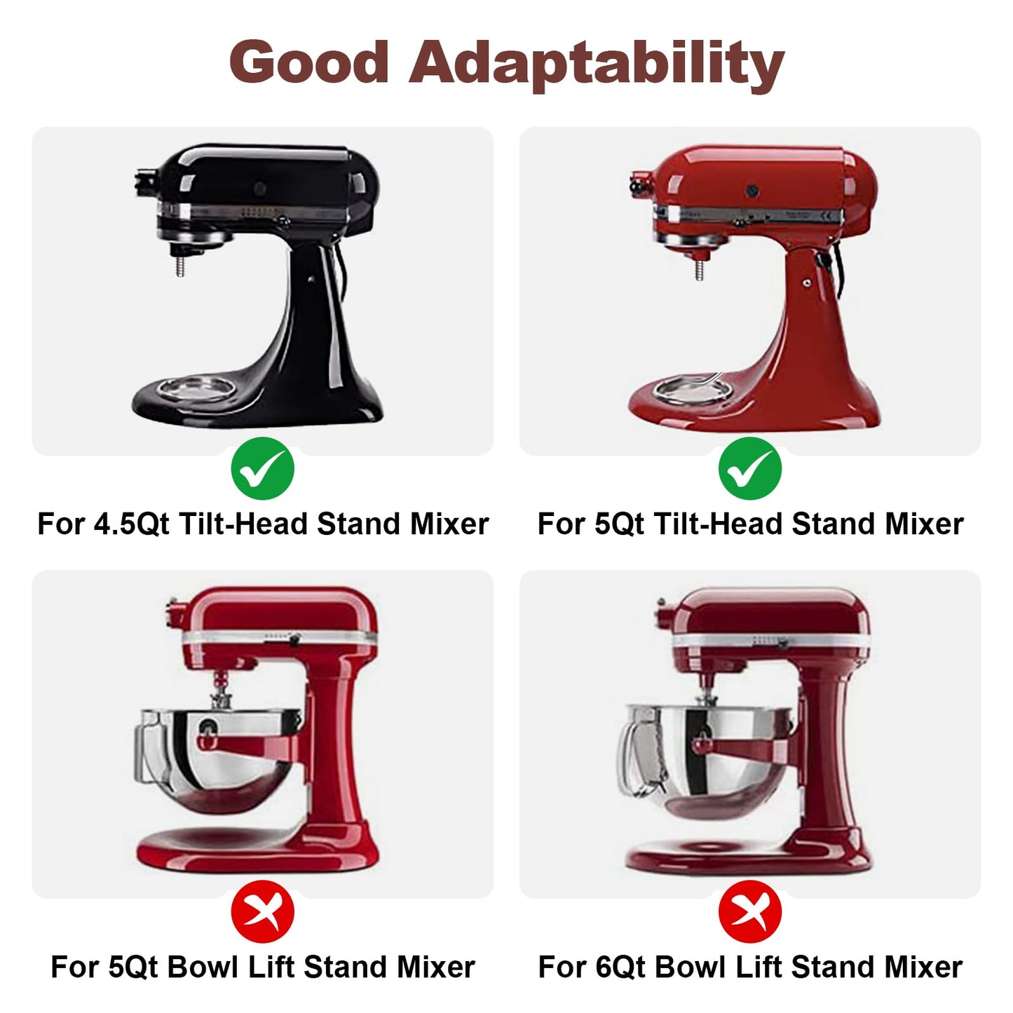 Glass Bowl for KitchenAid Mixer, 4.5-5 Quart Tilt-Head for KitchenAid Glass Mixer Bowl for Stand Mixer With Pour Spout and Measurement Markings, Dishwasher Safe