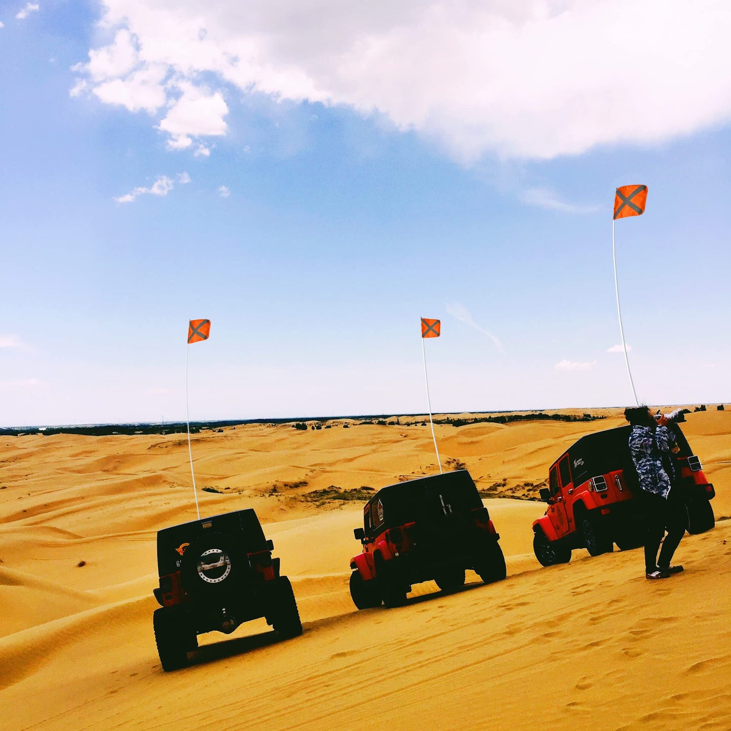 RAYTEEN Safety Flag with Carry Bag, Inc. Quicker Connector Base & 11.8" x11.8" Heavy Duty PVC Reflective Flag, Suit for ATV, UTV, Offroad, Jeep & Truck. Can be Used as 3.3'，6.6‘ or 10’.