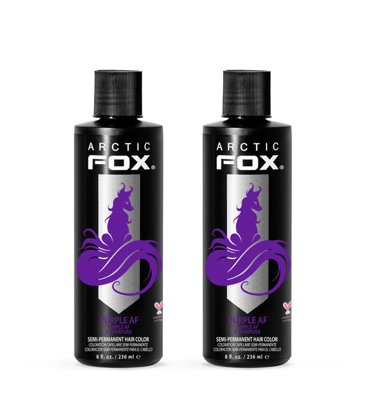 ARCTIC FOX Vegan and Cruelty-Free Semi-Permanent Hair Color Dye - PURPLE AF 8 Fl Oz (Pack of 2)