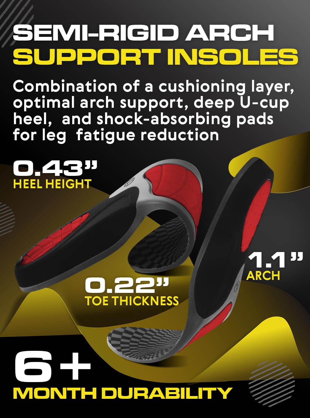 2 Packs of Work Orthotic Insoles - Anti Fatigue Medium Arch Support Shoe Insert Men Women - for Plantar Fasciitis Flat Feet Leg - Relieve Foot Pain - Work Boot Insoles for Standing All Day (Gray, L)