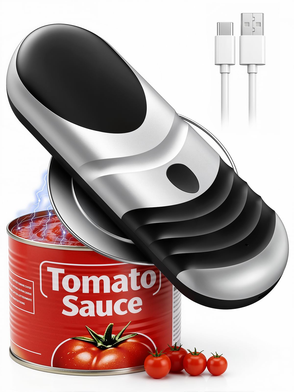Electric Can Opener One Touch Automatic Can Opener for Seniors, Rechargeable Smooth Edge Can Opener with Magnetic Cover Catch, Food Safe Kitchen Gadget for Arthritis Hands