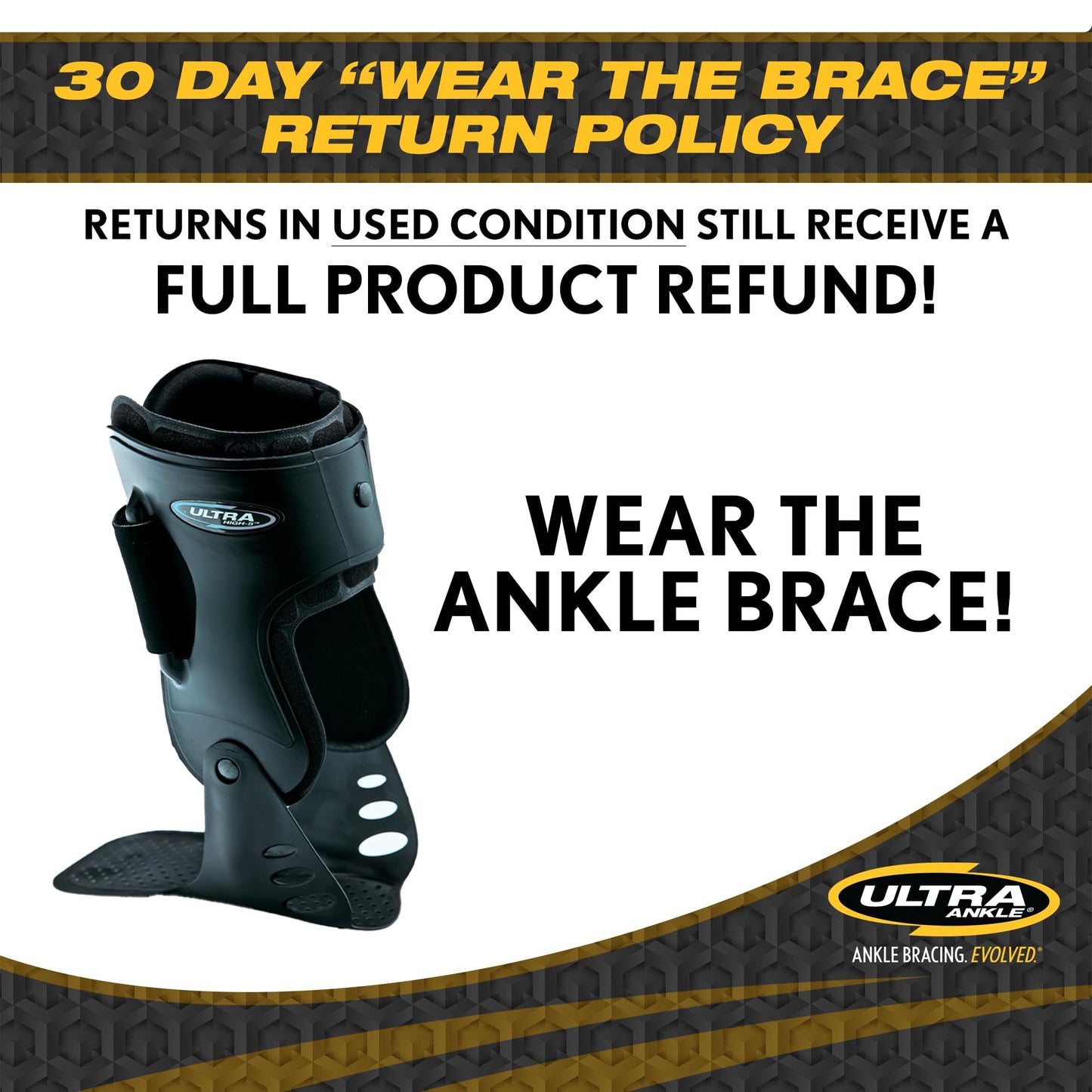 Ultra High-5 Ankle Support Brace – Everyday Stability Gear for Chronic Ankle Instability – Rigid Bilateral Shell, Boot-Ready Fit for Workers, Hikers, & Comfortable Support for Active Aging Adults - Medium