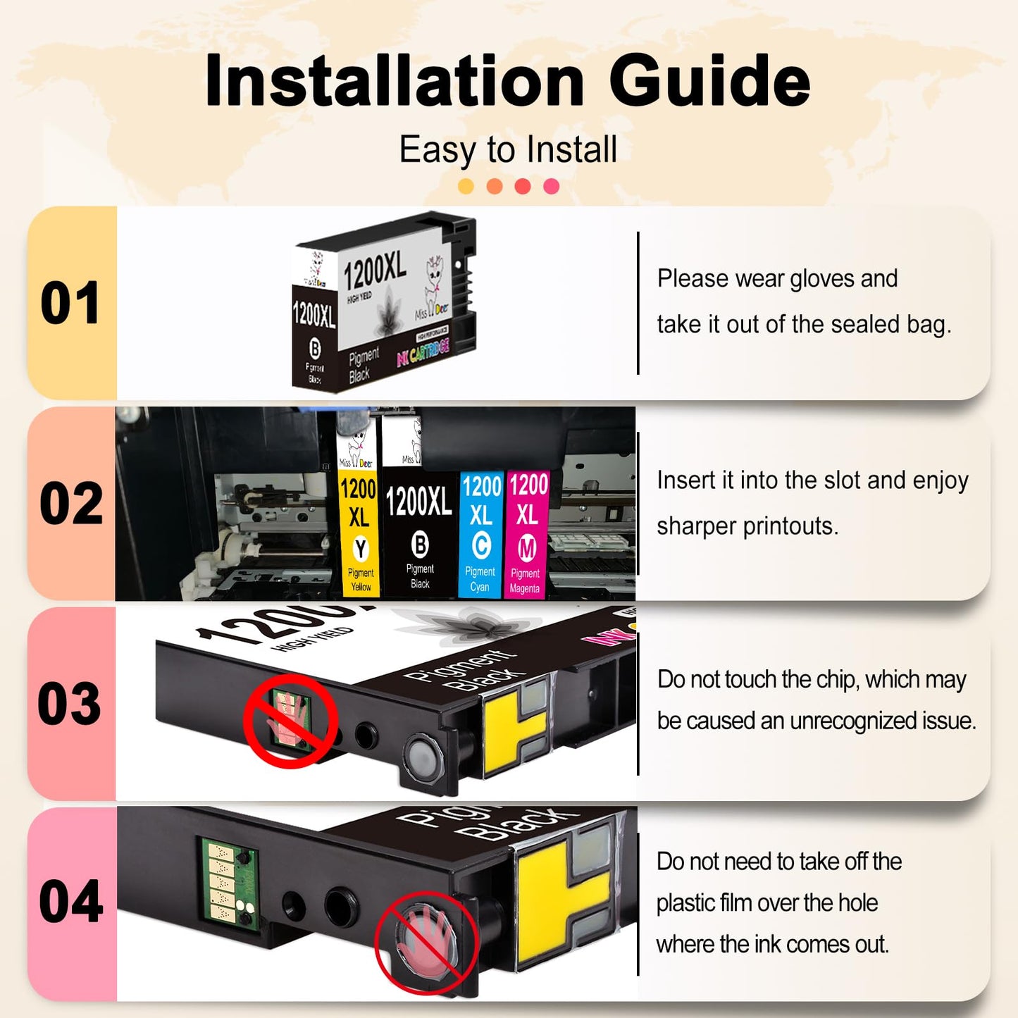 Miss Deer Maxify 1200 Ink Cartridges, Compatible for Canon 1200XL PGI 1200 XL, High Yield Work with Maxify MB2720 MB2120 MB2020 MB2050 MB2320 MB2350 MB 2720 2120 Printer 10 Pack (4BK, 2C, 2M, 2Y)