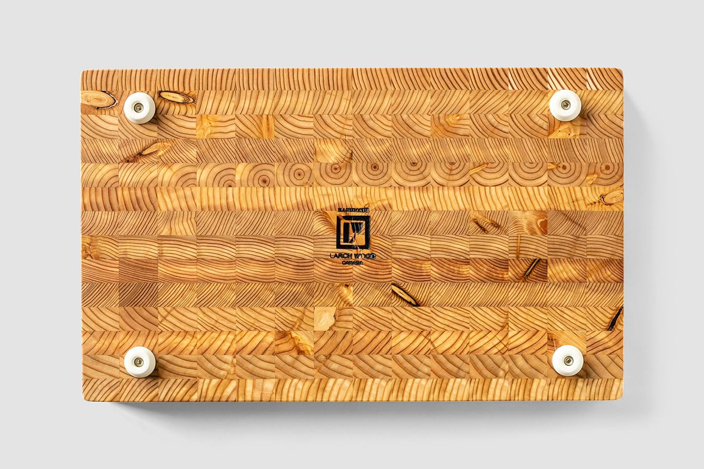 Larch Wood Canada End Grain Small Cutting Board, Standard Line, Handcrafted for Professional Chefs & Home Cooking, 17-3/4" x 11" x 1-1/2"