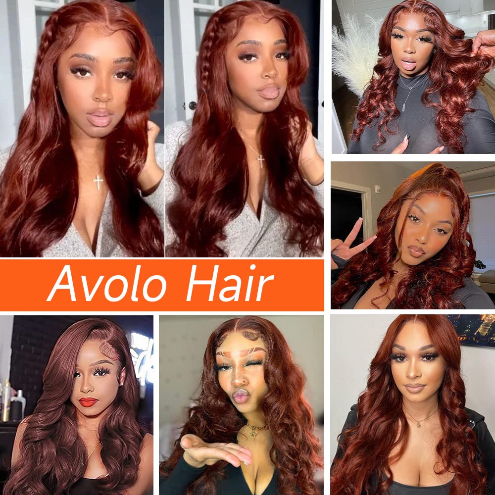 Reddish Brown Lace Front Wigs Human Hair Pre Plucked 13x4 Body Wave Glueless Wigs Human Hair Auburn Colored Human Hair Lace Front Wigs HD Lace Frontal Human Hair Wigs With Baby Hair 26 inch