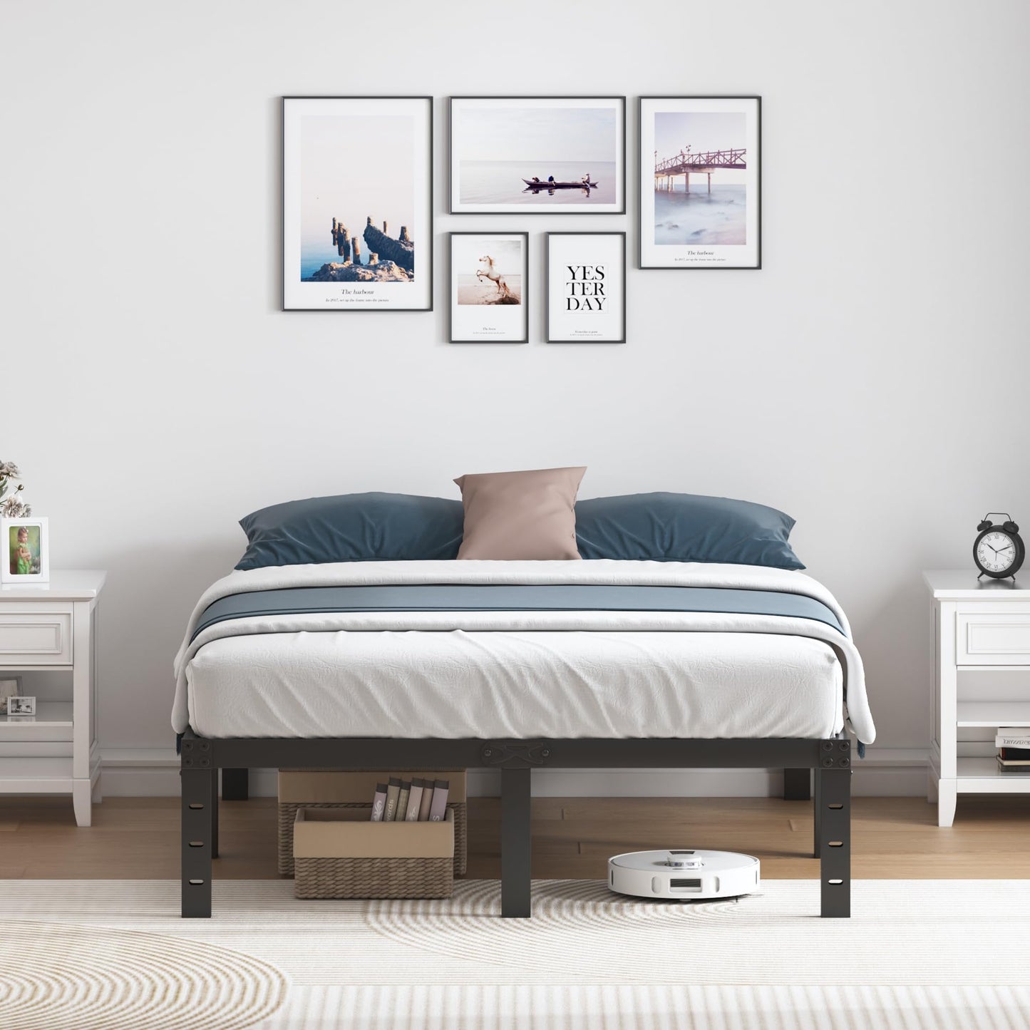 SHLAND Full Size Bed Frame, 14 Inch Heavy Duty Metal Platform Bed Frame No Box Spring Needed, Storage Space, No Noise, Easy Assembly