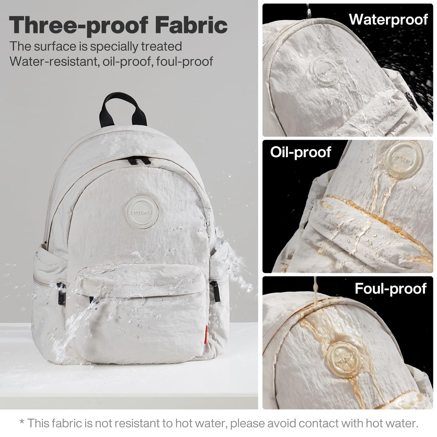 mixi Outdoor Lightweight Backpack Casual Carry On Laptop Backpack Travel Bookbag for Women Men, Water Resistant Durable Small Hiking Bag for Camping Weekender Sports College Work, 15 Inch, Light Gray