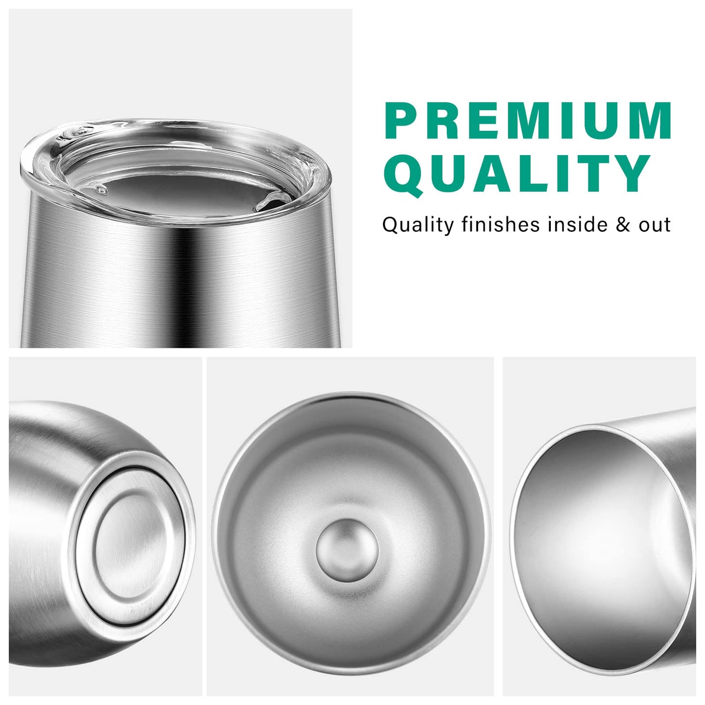 Remagr 16 Pack Stainless Steel Wine Tumblers 12 oz Insulated Vacuum Wine Cup Set Double Wall Stainless Steel Stemless Mug Glasses for Coffee Soda Whiskey Outdoor Travel (Silver)