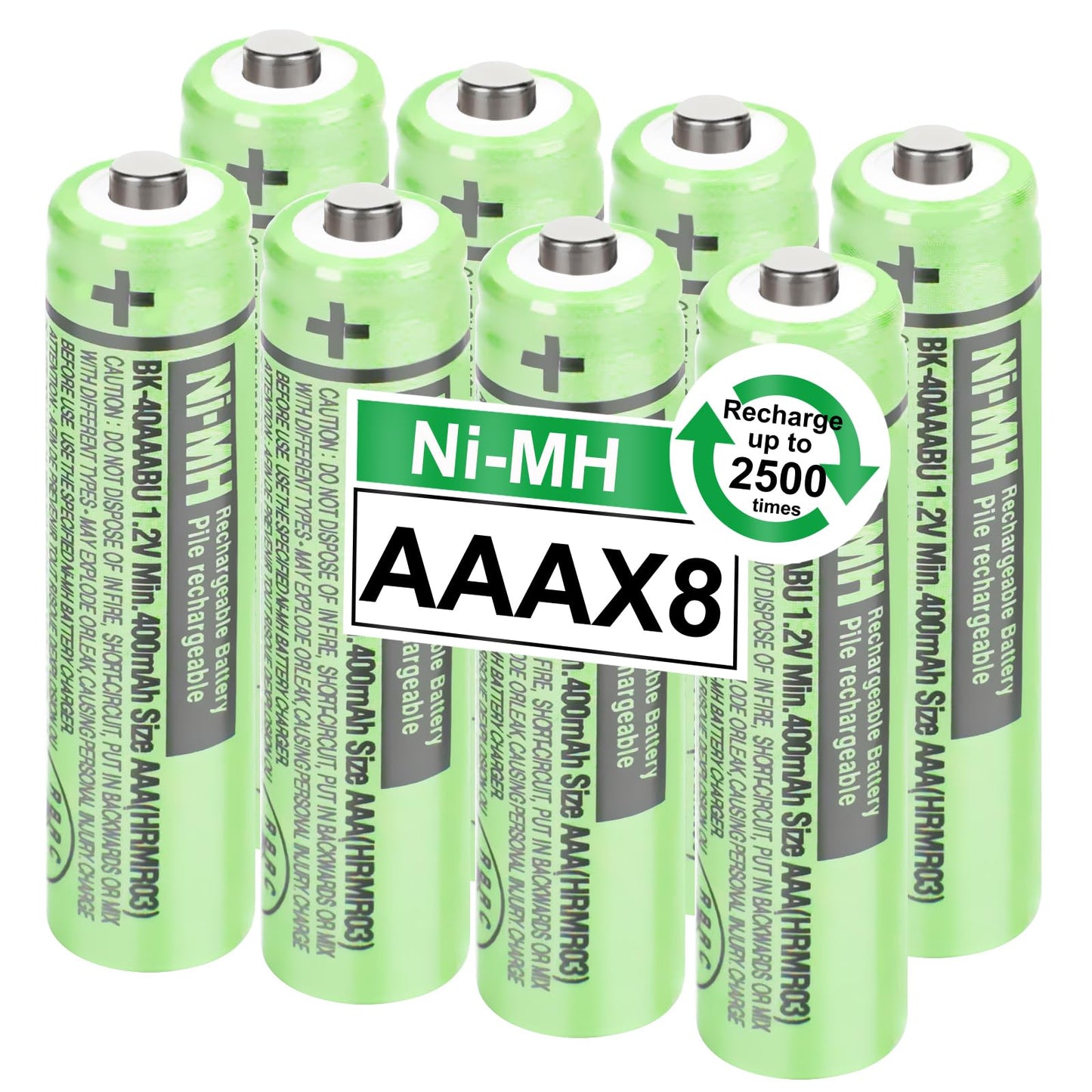 OSIM 8Pack BK-40AAABU Ni-MH AAA Rechargeable Batteries 400mah 1.2V AAA NI-MH Rechargeable Batteries for Panasonic Cordless Phones, Remote Controls, Electronics