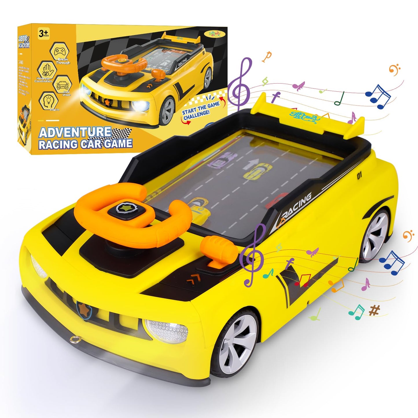 Gifts2U Musical Steering Wheel Racing Car Toy for Kids, with Music and Light Simulated Learning Driving Cars Adventure Toys Competition Game Birthday Gift for Boy Girl Toddler Age 3 4 5 6 7 8