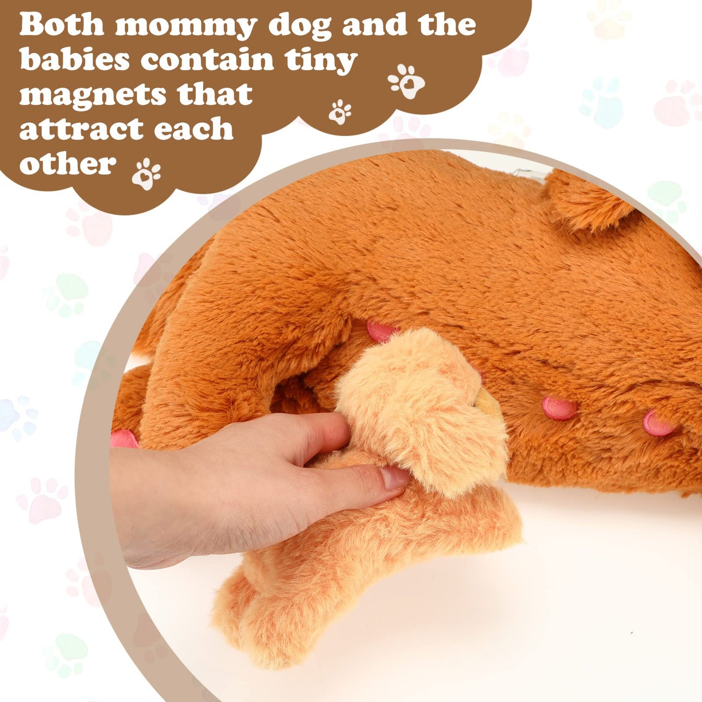 Nurturing Dog Stuffed Animal with Puppies, Soft Cuddly Golden Retriever Plush Toys for Girls Boys Plushy Nursing Mommy Dog with 4 Stuffed Baby Puppies for Birthday Party Favor Gifts (Golden Retriever)