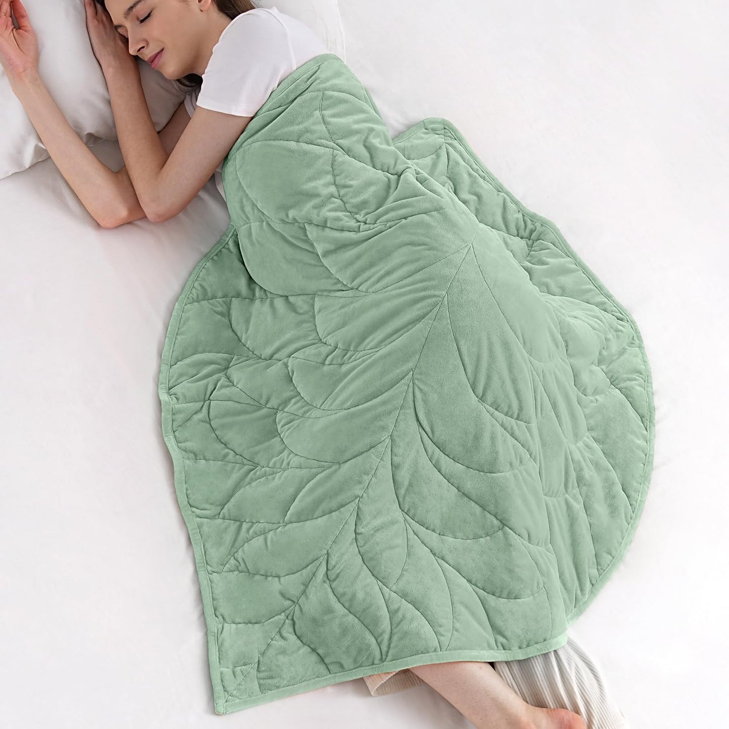 Kaisa Weighted Blanket for Adults 7lbs 41" x 53", Cozy Luxury Crystal Velvet Small Weighted Lap Blanket, All-Season Blanket, Machine Washable, Sage Green