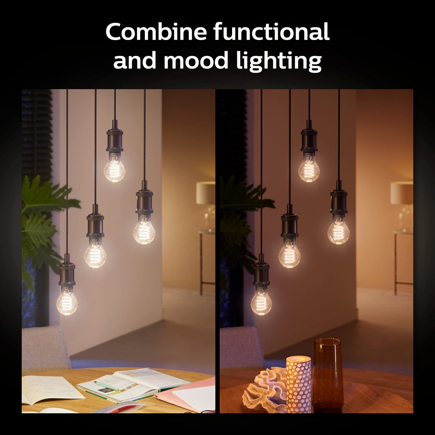 Philips Hue Smart 40W A19 Filament LED Bulb - White Ambiance Warm-to-Cool White Light - 2 Pack - 550LM - E26 - Indoor - Control with Hue App - Works with Alexa, Google Assistant and Apple Homekit