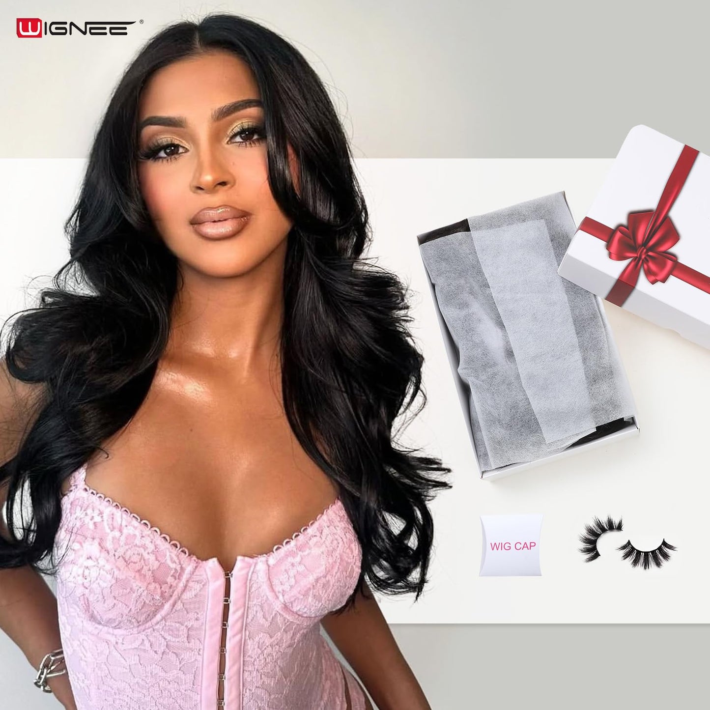 WIGNEE U Part Human Hair Body Wave Wig 100% Unprocessed 12A Grade Brazilian Virgin Human Hair Clip in V Part Body Wave Wigs for Black Women Human Hair Glueless 18 Inch Black Curly Human Hair Wig