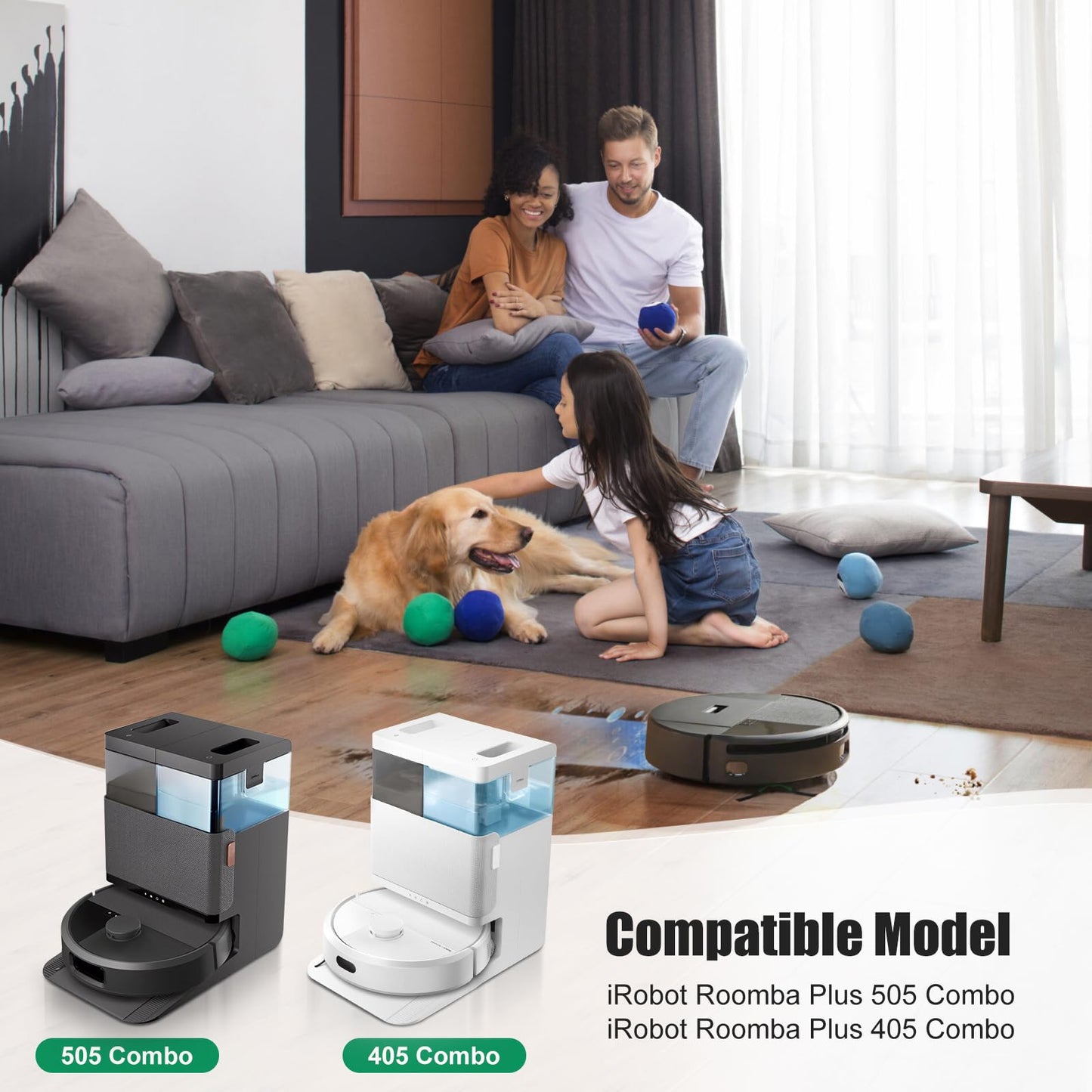 22 Pcs Accessories Kit for iRobot Roomba Plus 505/405 Combo Robot Vacuum, 2 Roller Brush, 4 Mop Pads, 3 Hepa Filters, 6 Side Brush, 6 Vacuum Bags Replacement Parts