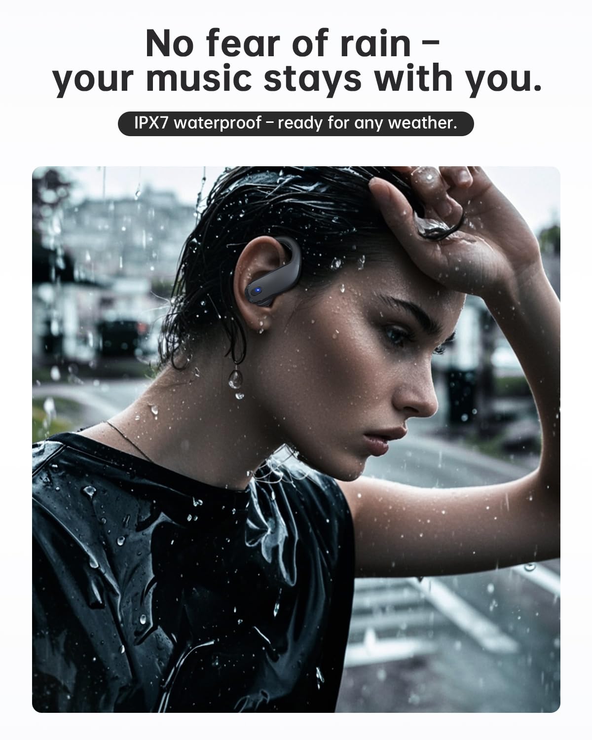 NDO Wireless Earbuds Bluetooth 5.3 Headphones Sport,IPX7 Waterproof Sports Earphones with Earhooks,48H Playtime,Lightweight 7.8g,Fast Charging Case,Noise Cancelling Mic for Running Gym Workout-Black