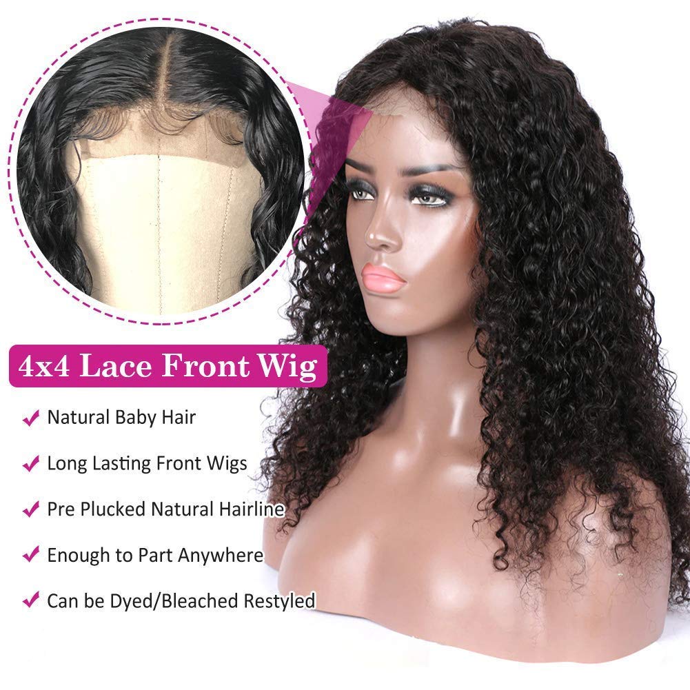 Josblue Deep Wave Lace Front Wigs Human Hair 180% Density 4x4 HD Transparent Lace Closuret Wet and Wavy Human Glueless Wigs for Black Women Pre Plucked with Baby Hair Nature Color