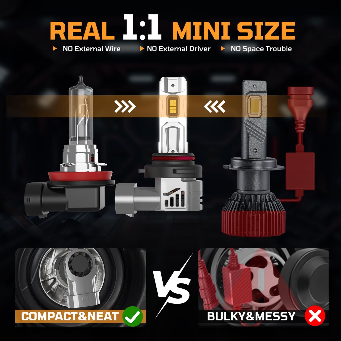 Tequison 𝟗𝟎𝟎𝟓/𝐇𝐁𝟑 𝟗𝟎𝟎𝟔/𝐇𝐁𝟒 Bulbs Combo, 800% Ultra Bright Fog Lights, 100,000LM 6500K Cool White with 14000RPM Fan, IP68 Waterproof, 1:1 Size, Plug-N-Play, Canbus Ready (4-Pack)