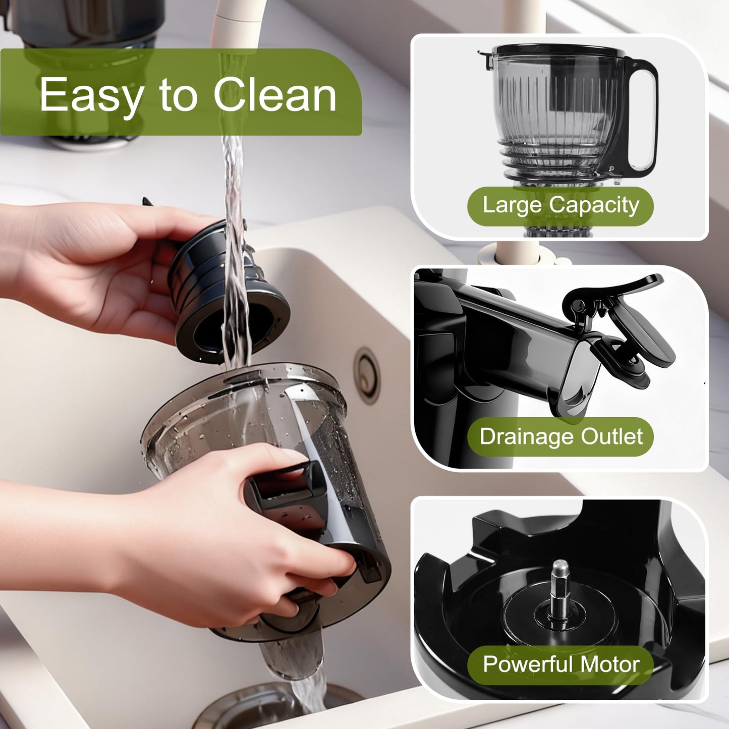 Cold Press Juicer Machines - 5.8" Wide Feed Chute, Easy To Clean, Slow Masticating Juicer Machines for Vegetable and Fruit, 300w Compact Juicers High Juice Yield