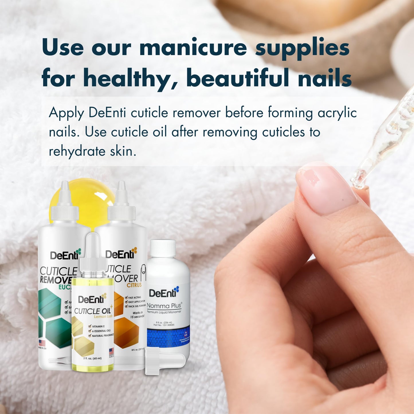 DeEnti Nomma Plus Professional Liquid Monomer, EMA Nail Liquid for Acrylic Powder, Non-Yellowing Monomer, 16oz Bottle, Professional Salon Quality Manicure and Pedicure Supplies