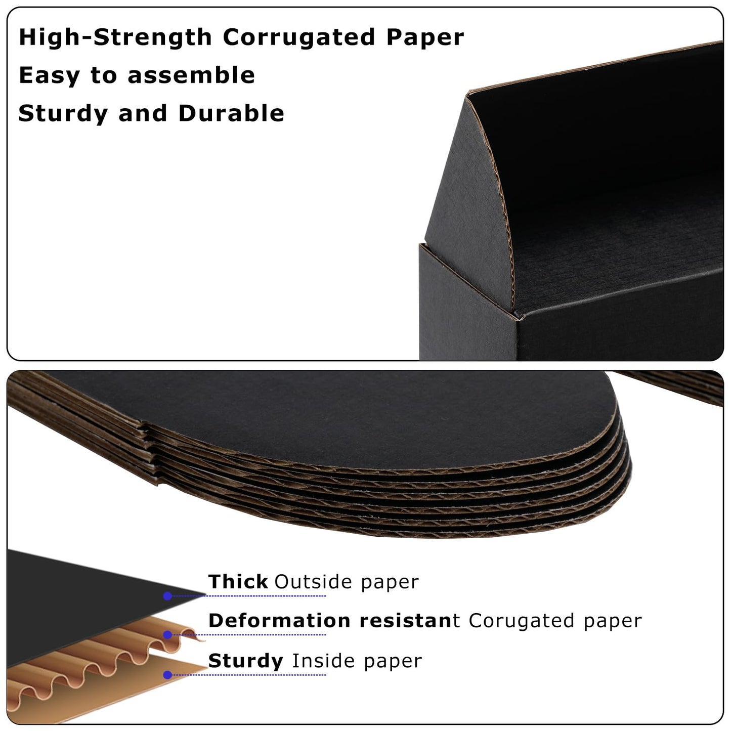 Yidomto 8x8x4 Black Shipping Boxes Small - 25 Pack Corrugated Cardboard Mailer Boxes for Packaging, Mailing, Gift Giving | Sturdy, Recyclable, Perfect for Small Business Supplies, Ecommerce
