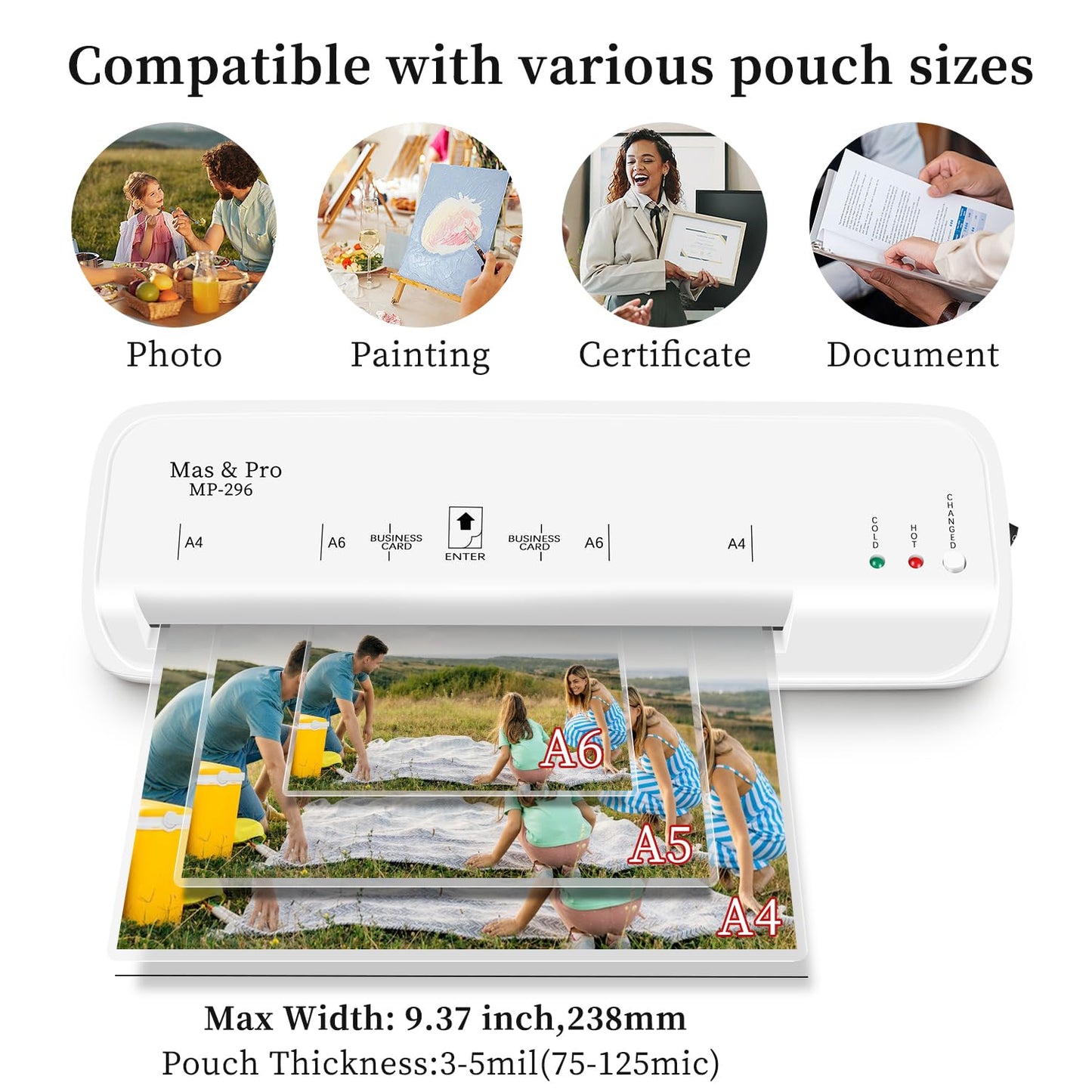 9 Inch Thermal Laminator Machine with 40 Laminating Sheets