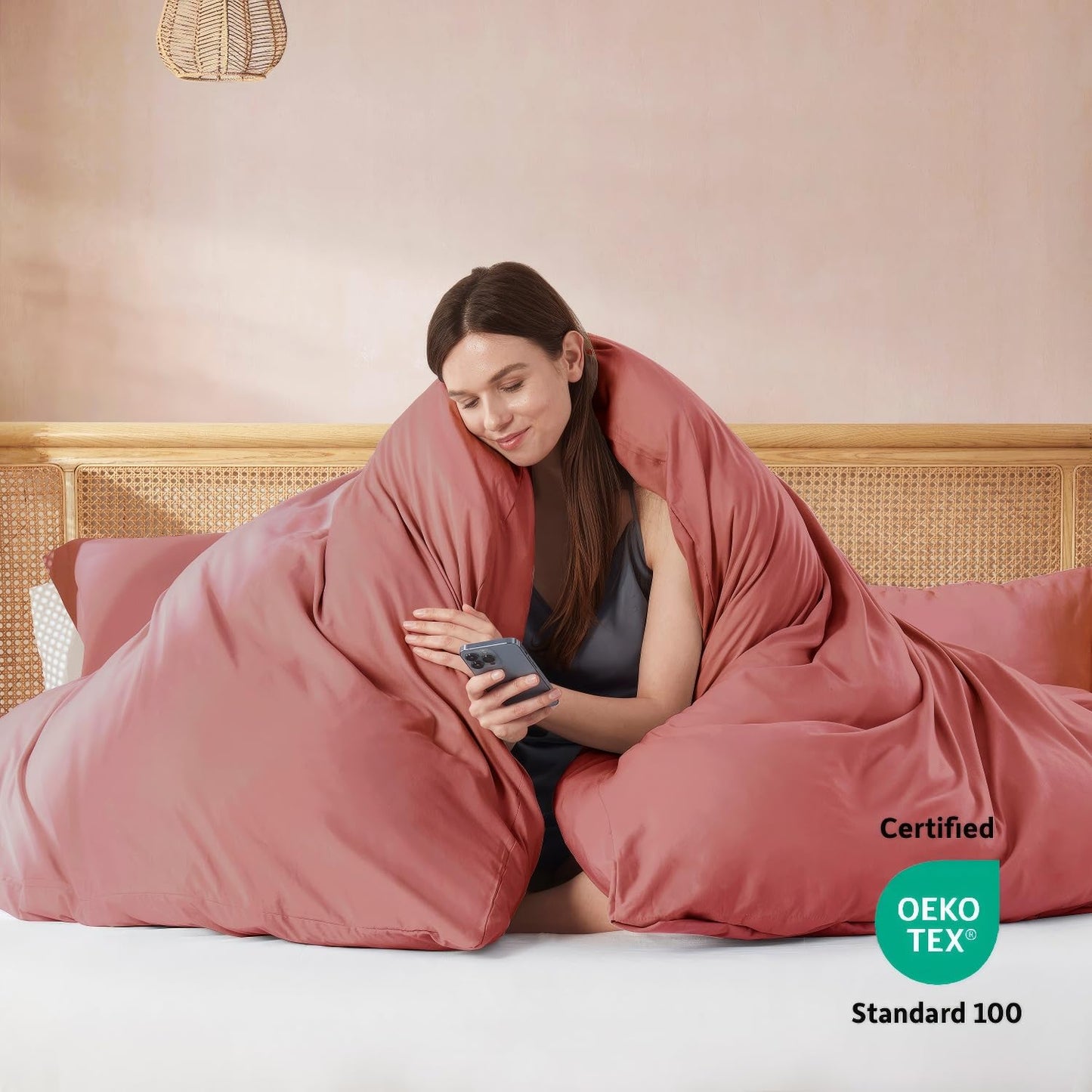 Nestl Pink Clay Duvet Cover Queen Size - Soft Double Brushed Queen Duvet Cover Set, 3 Piece, with Button Closure, 1 Duvet Cover 90x90 inches and 2 Pillow Shams