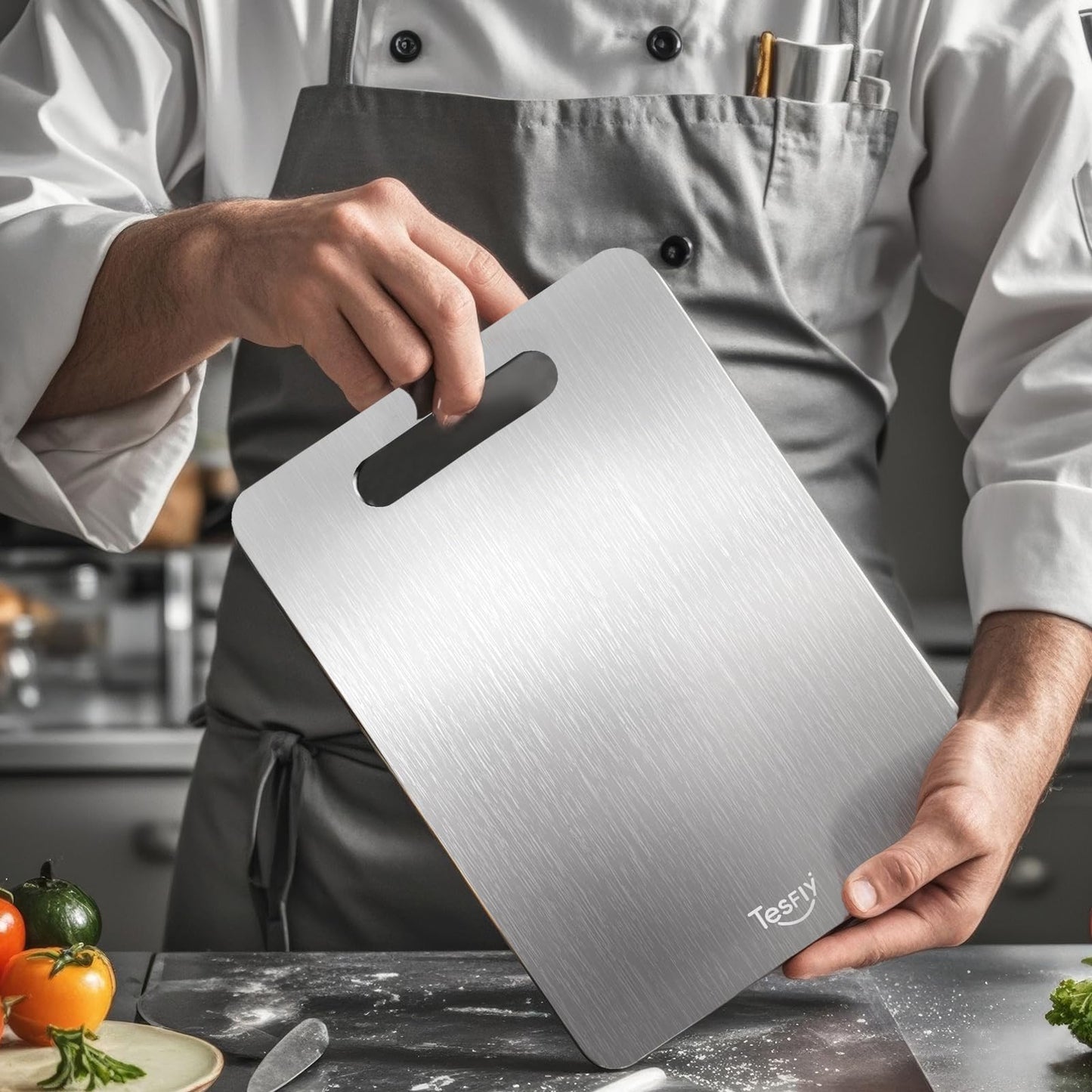 Titanium Cutting Board Set of 3, 100% Pure Titanium Food Grade Kitchen Chopping Board, Double-Sided Non-Toxic Easy to Clean & Dishwasher Safe, for Meats, Fruits and Vegetables (M+L+XL)