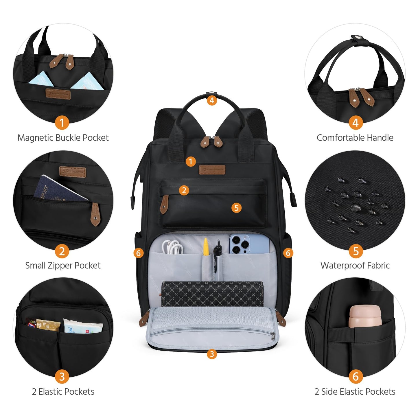 Maelstrom Laptop Backpack, Fits 15.6-17.3 Inch Travel Backpack Gift for Women Men, Waterproof College School Computer Bag, Anti-theft Business Work Bag with Luggage Strap (Black, 17.3 Inch)