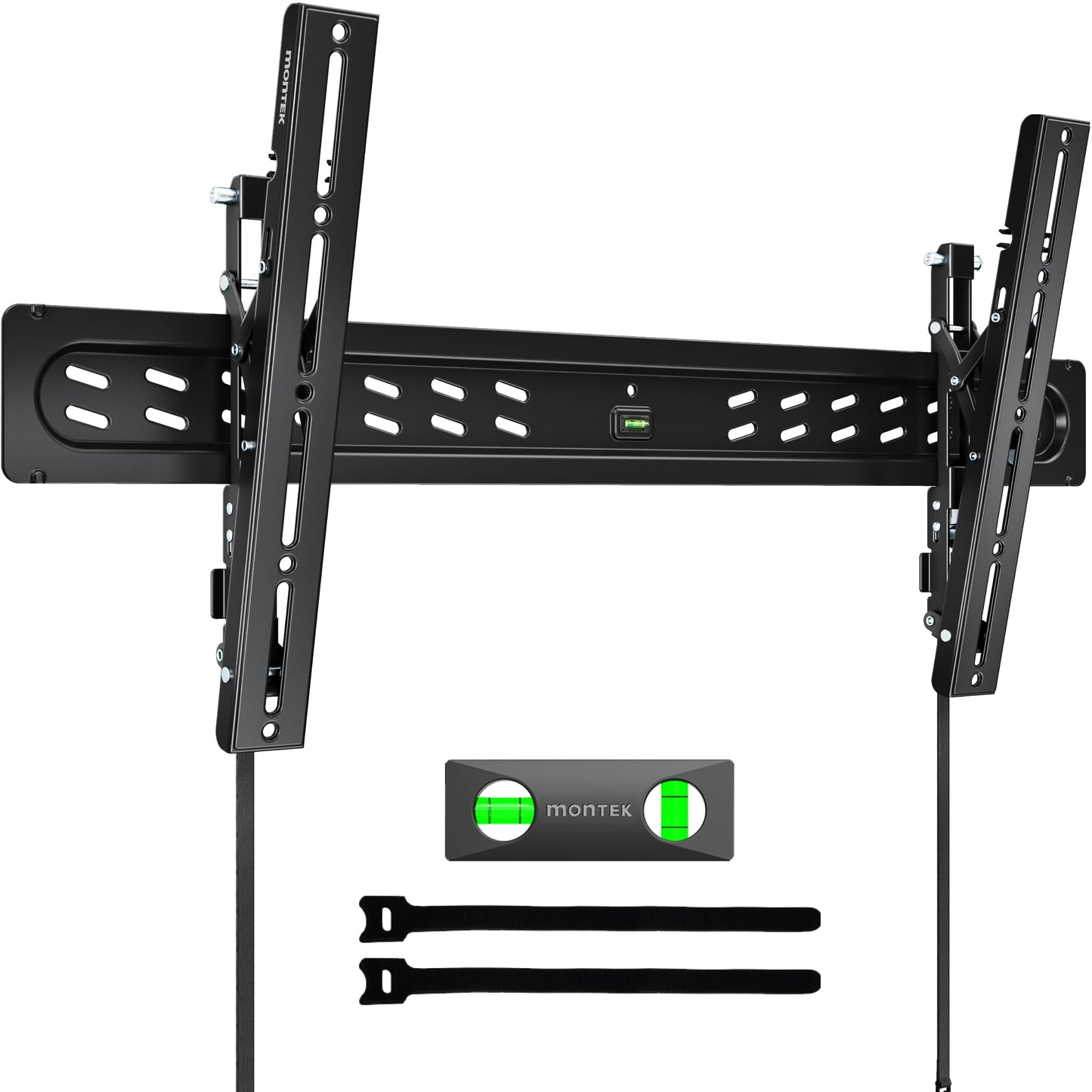 monTEK Ultra Slim Tilting TV Wall Mount Bracket for 43–95" Flat & Curved TVs, 1.2" Low Profile, Anti-Glare Tilt, Holds 150 lbs, Supports VESA 800x400, Fits 16"/18"/24"/32" Studs