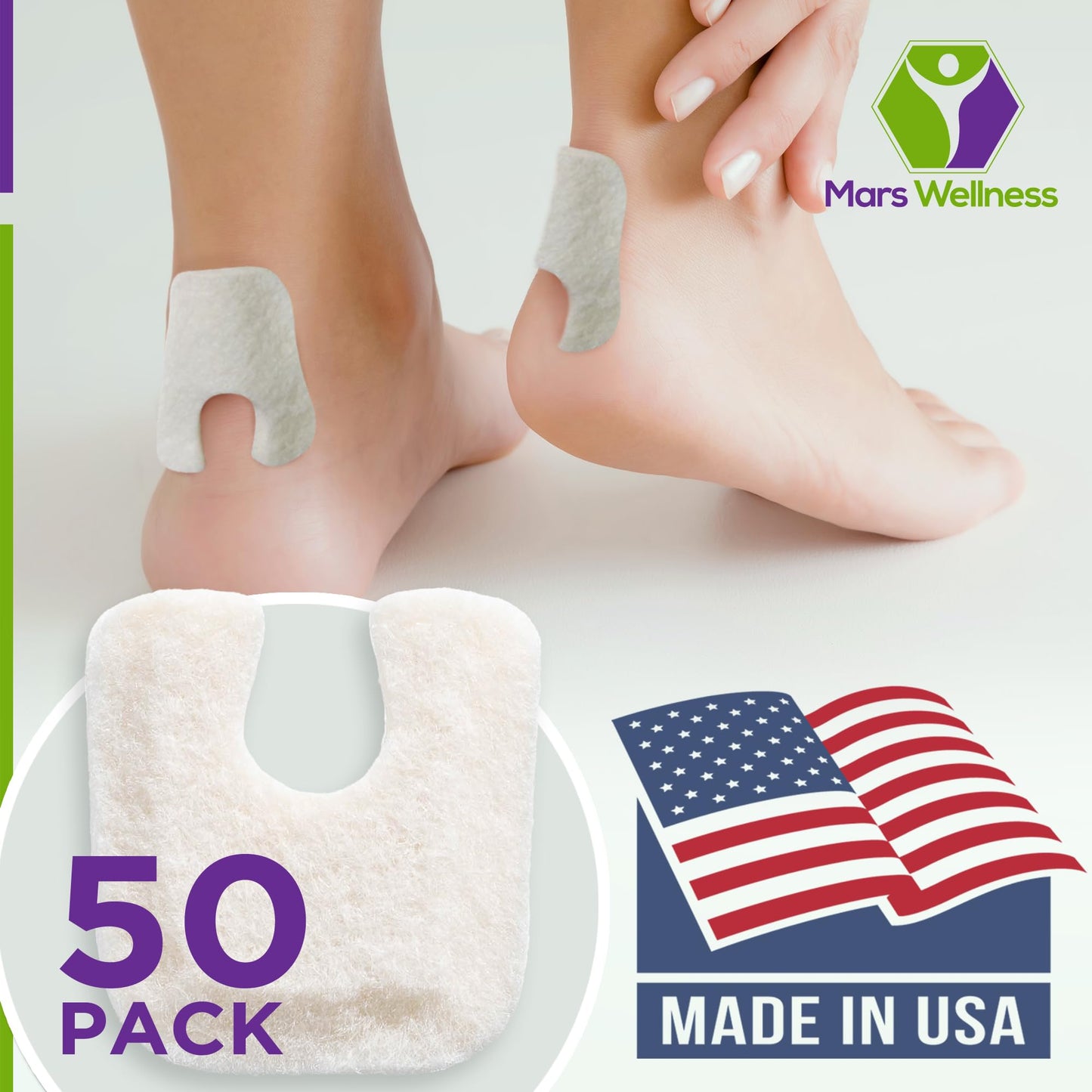 U Shaped Skived Felt Callus Horseshoe Pads - Adhesive Foot Pads That Protect Calluses from Rubbing On Shoes - Skived 1/4" - 50 Pack