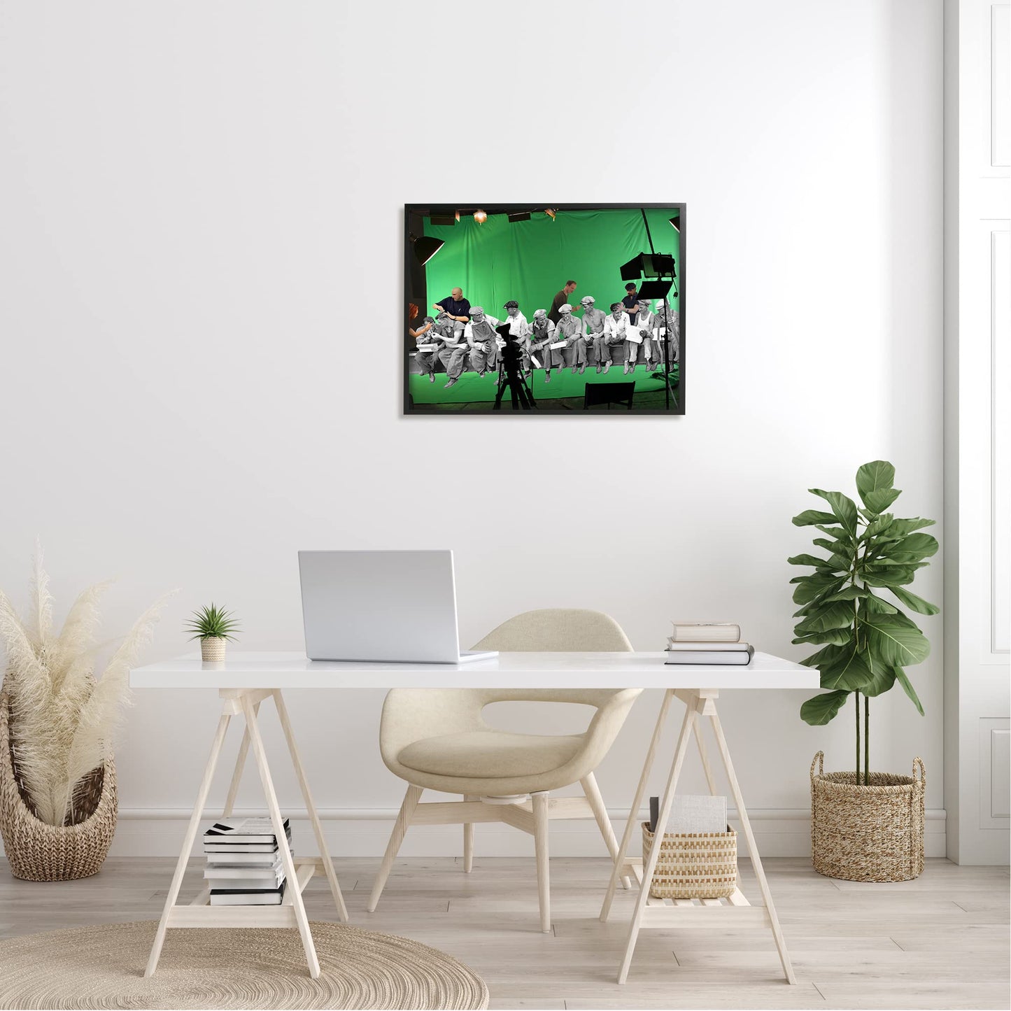 Stupell Industries Green Movie Set Vintage Monochrome People Collage, Design by Barry Kite