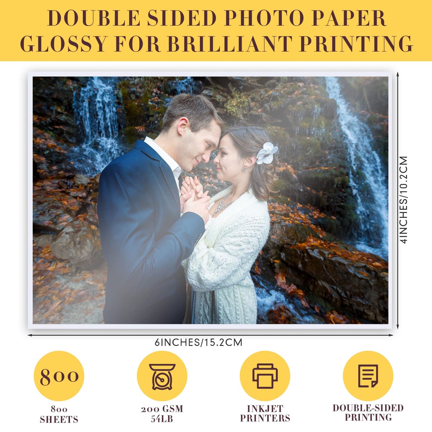 Fainne 800 Sheets Photo Paper 4x6 in Glossy Double Sided 54lbs 9.5mil 200gsm Photo Paper Glossy Card Stock for Inkjet Printing Printer Making Pictures Calendar Greeting Card Printing