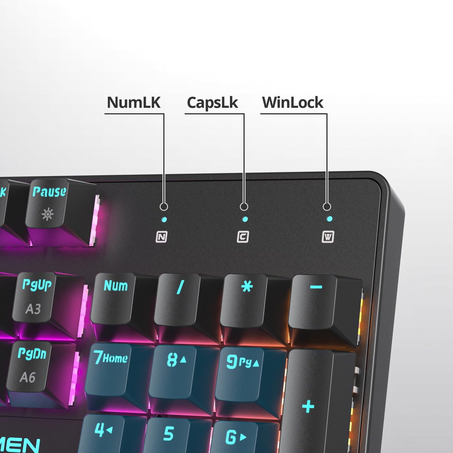 surmen Full Size Creamy Keyboard with Number Pad, 104 Keys RGB Wired Mechanical Gaming Keyboard Backlit with PBT Keycaps Linear Red Switch for Laptop Desktop PC Gamers（104 Monster）