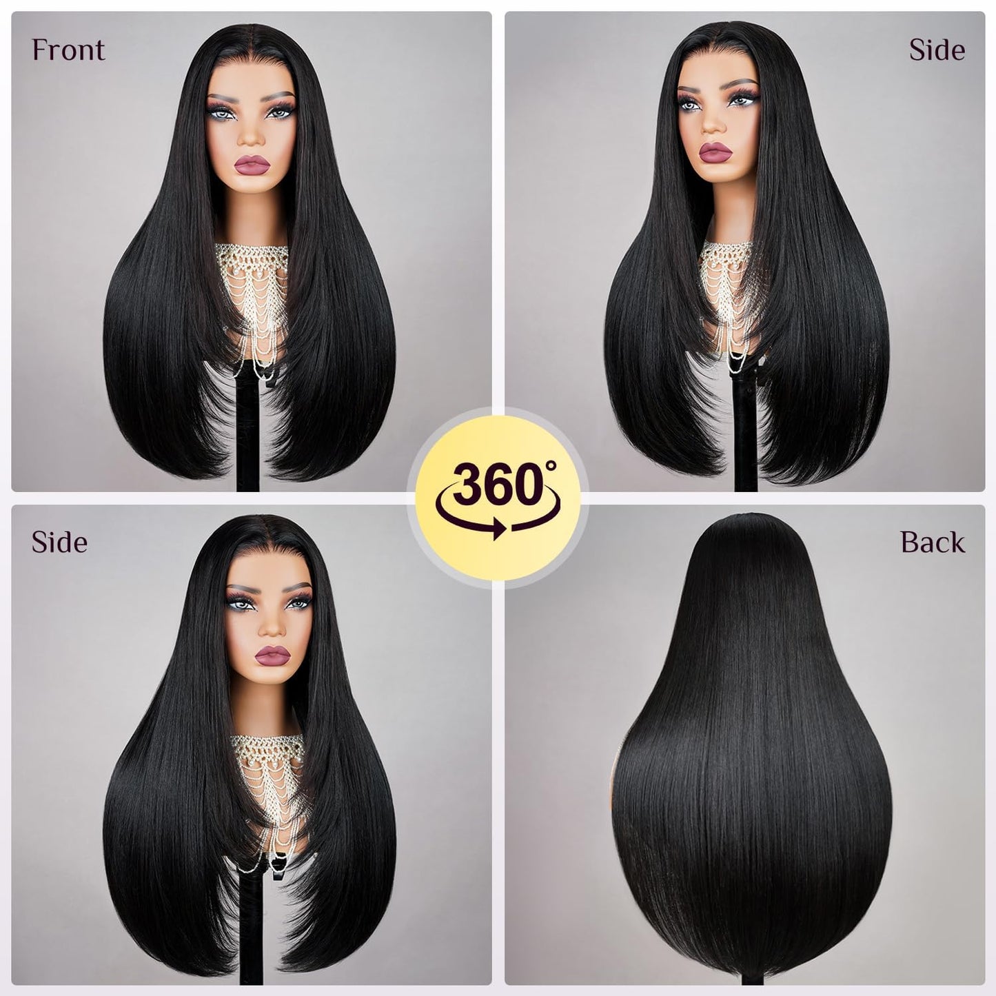 TESLAL Blend Wigs Human Hair Glueless Wear and Go Glueless Wigs Human Hair Pre Plucked Pre Cut Layered Wig Straight 6X6 Synthetic and Human Hair Blend Wig 20Inch Black Color 260% Density
