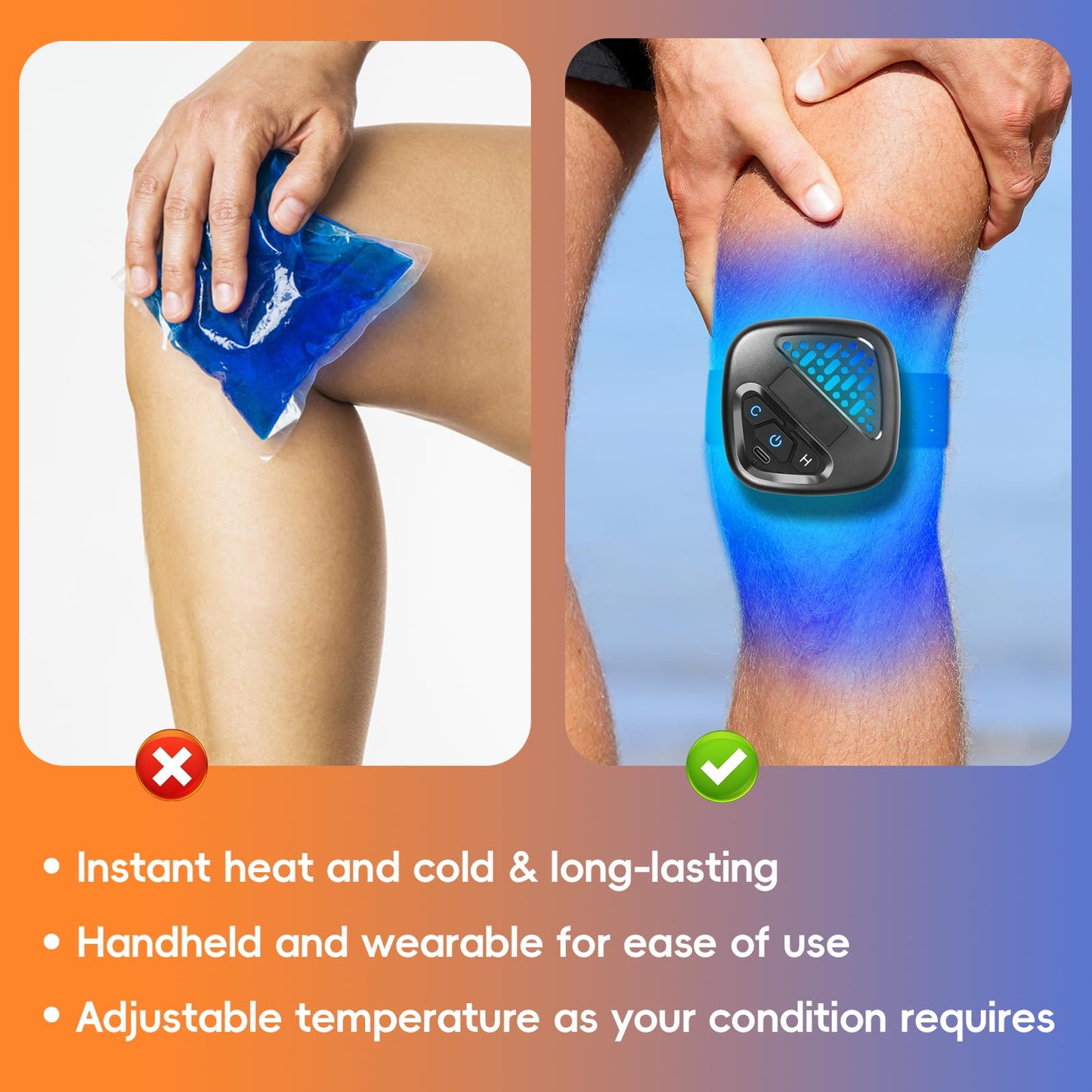 Instant Heat Cold Relief Machine, Portable Heating Pad for Pain Relief, Muscle Relaxer, Contrast Electric Heating Pad Cold Pack, Wearable Cordless Heating Pad for Neck Shoulders Back Arm Leg Knee