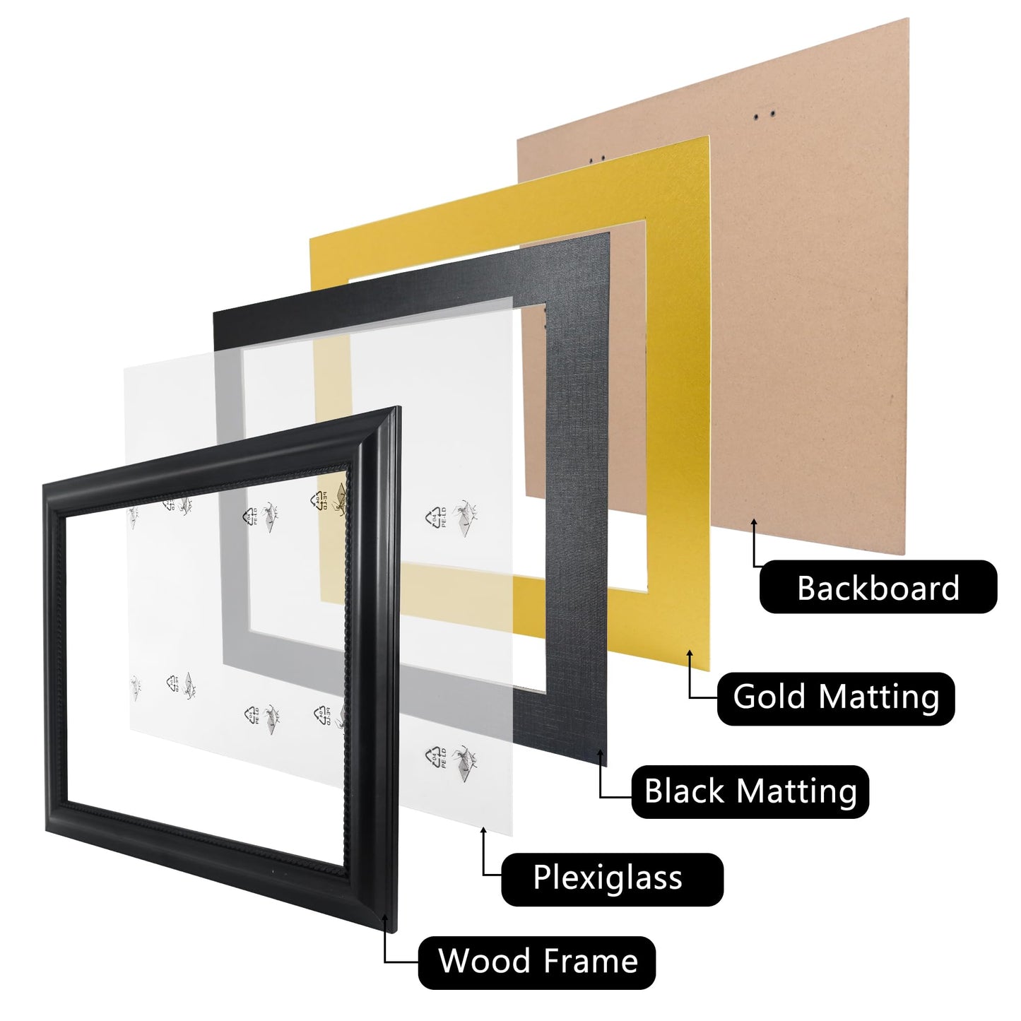 GMFrames 11x14 Diploma Degree Frame with Mat or Display 15x18 Certificates without Mat,Solid Wood,Black Finish with Intricate Black Rope Detail,UV Protection Acrylic