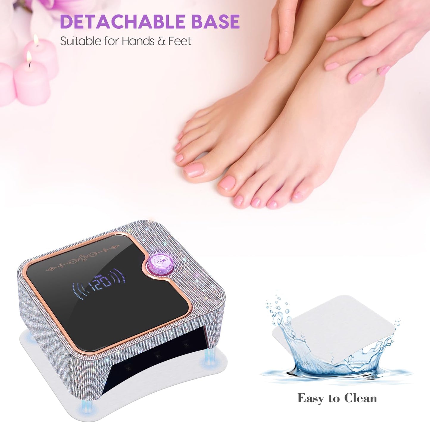 ANBEISTEE UV Light for Nails, Rechargeable UV Nail Lamp, Fast Nails Dryer Curing Lamp, Gel Nail Polish UV Light, 0-120S Arbitrary Timing, for Salon & Home