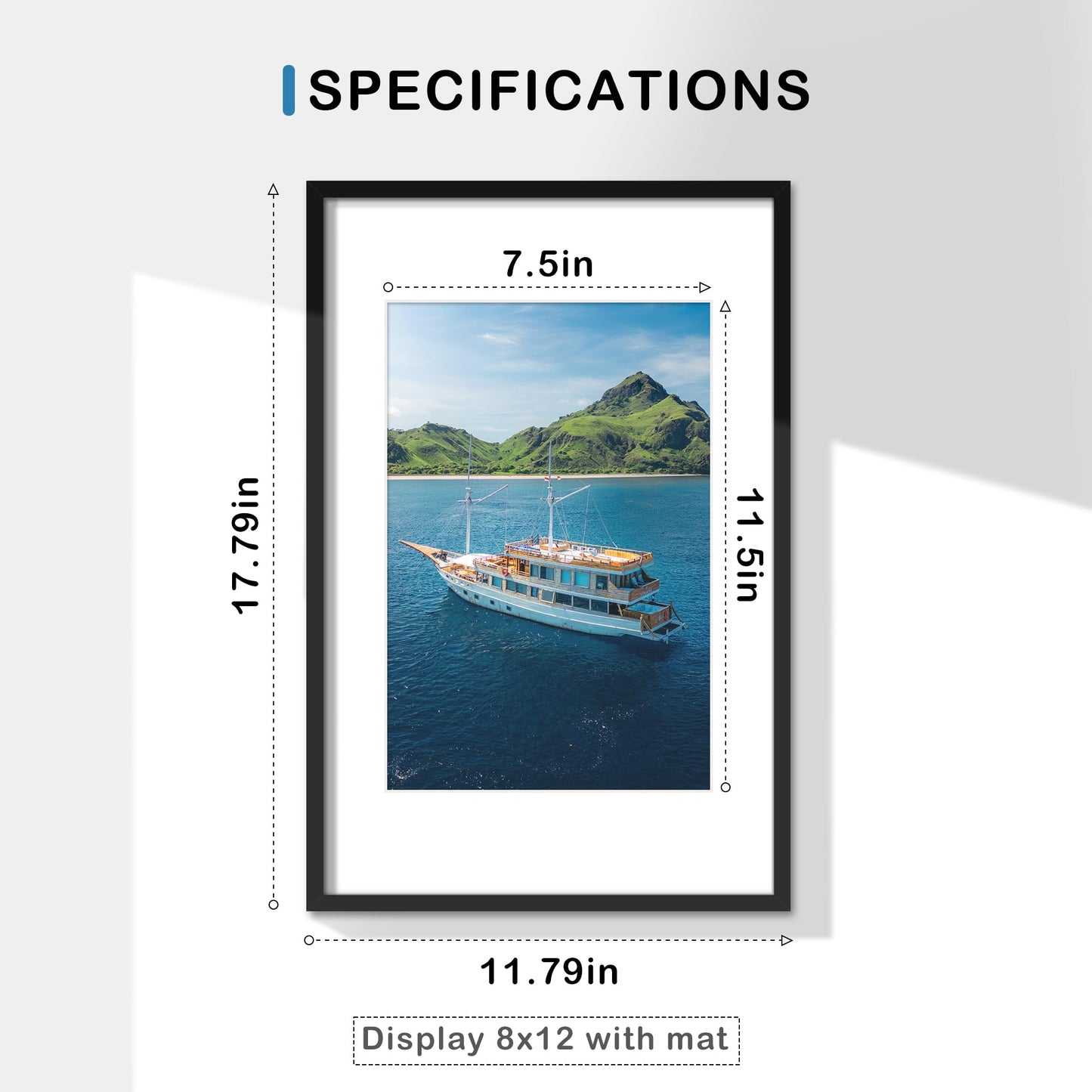 Wiscet 11x17 Picture Frame Set of 9, Display Pictures 8x12 with Mat or 11x17 without Mat, Photo Frame for Horizontal or Vertical Wall Display, Black