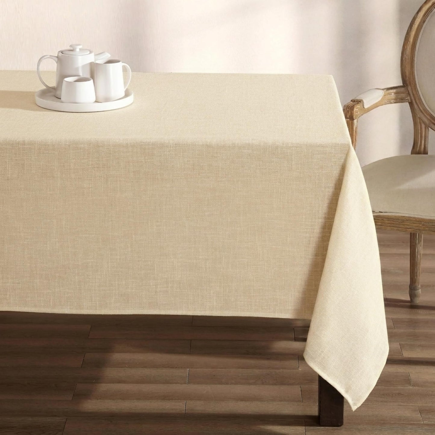 Laura Ashley Harper Luxuriously Smooth Fabric Tablecloth for Formal or Casual Dining, Holiday, Banquet, Wedding or Party, 60" x 102", Yellow