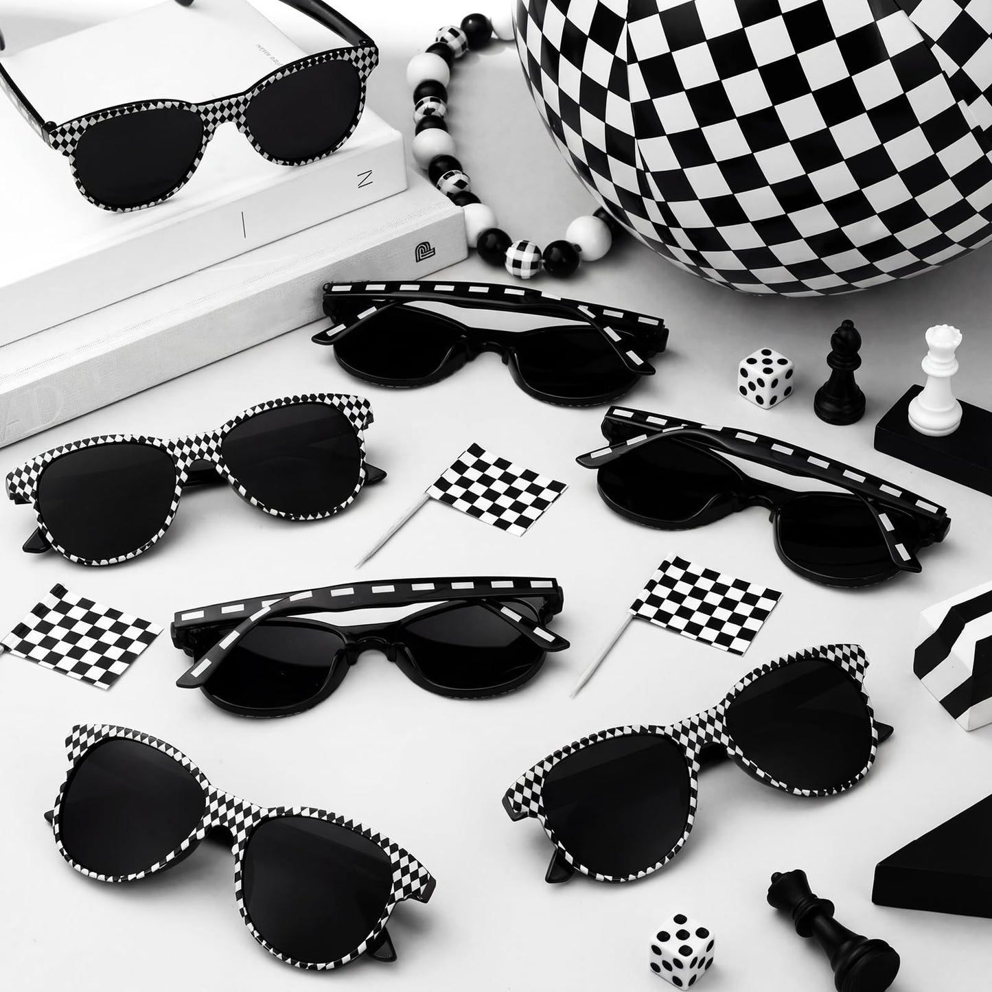 48 Pcs Basketball Party Favors: Inflatable Basketballs 2026 Senior Night Gifts - Beach Balls with Glasses Sport Team Gifts for March Decor Water Pool Party Supplies Birthday Goodie Bag(Checkered Flag)